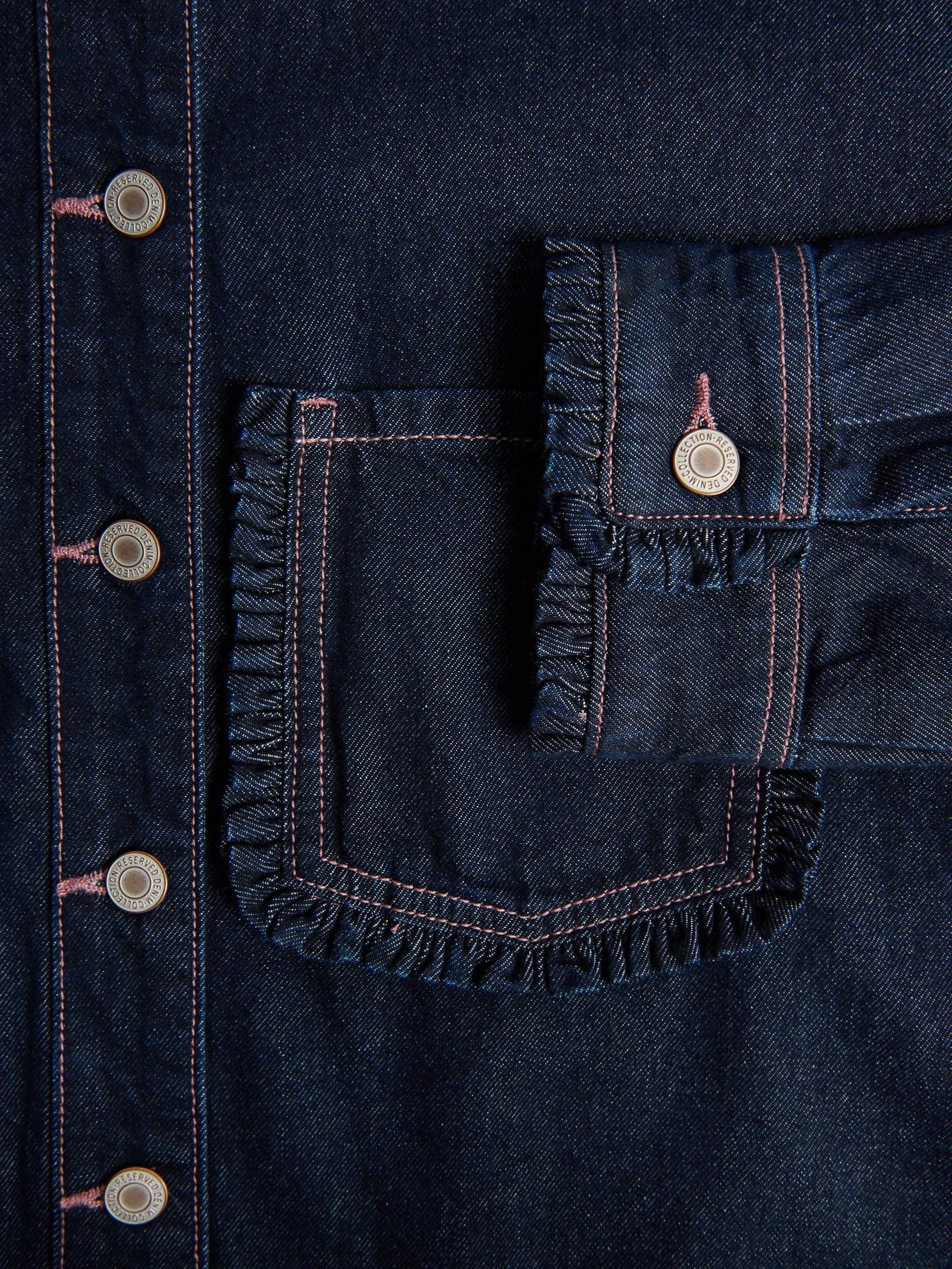 Navy Ruffle Detail Shirt, Blue, large image number 5