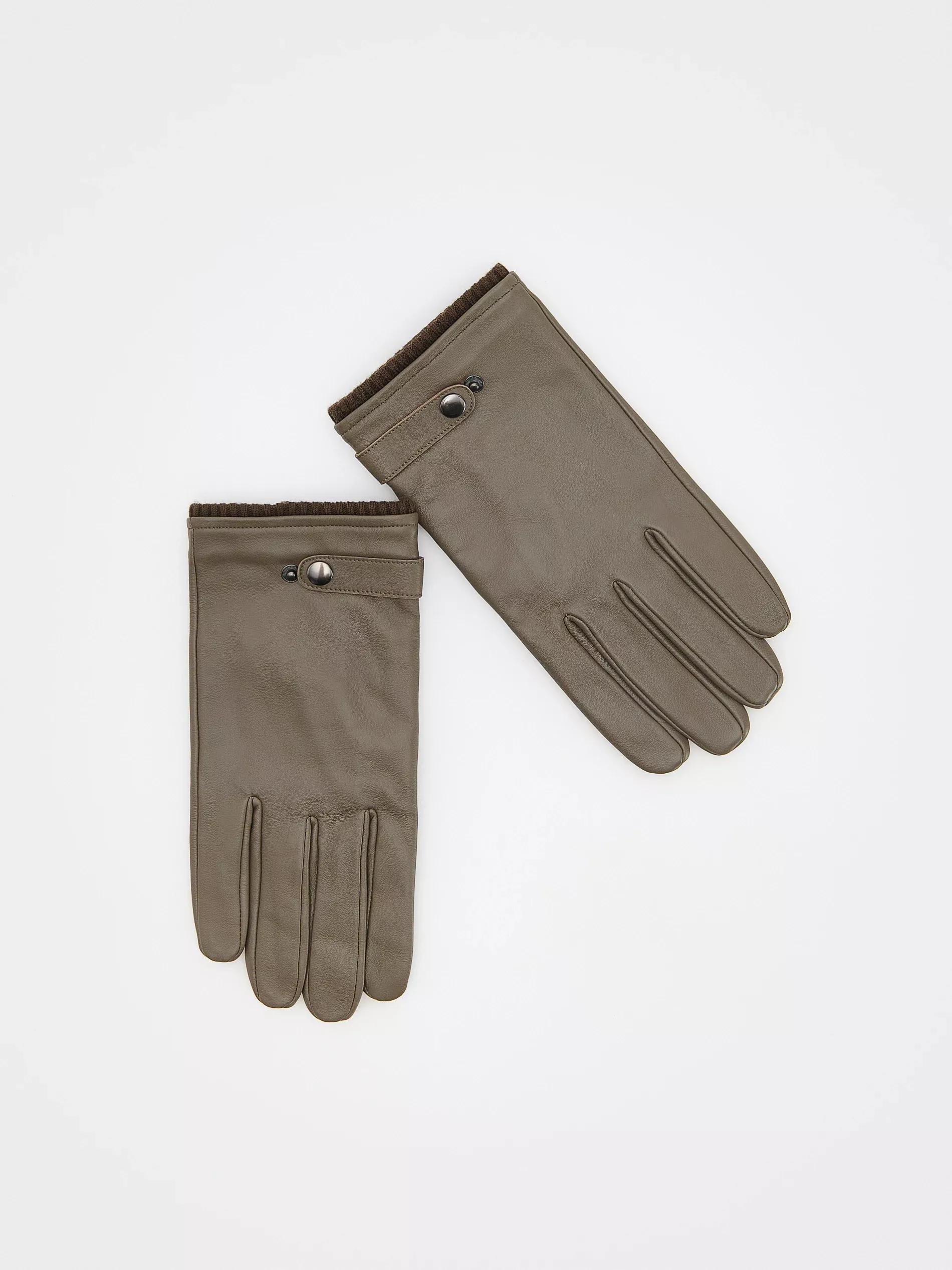 Beige Leather Gloves, , large image number 1