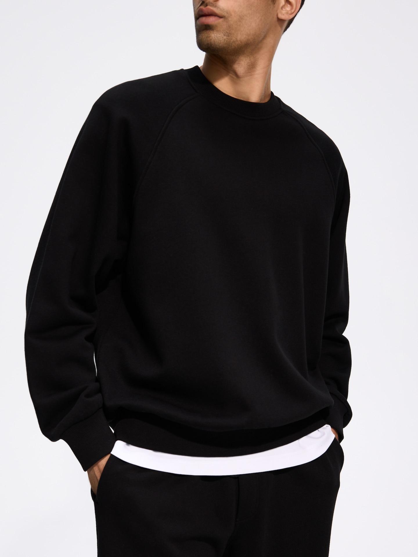 Black Plain Oversized Sweatshirt, Black, large image number 0