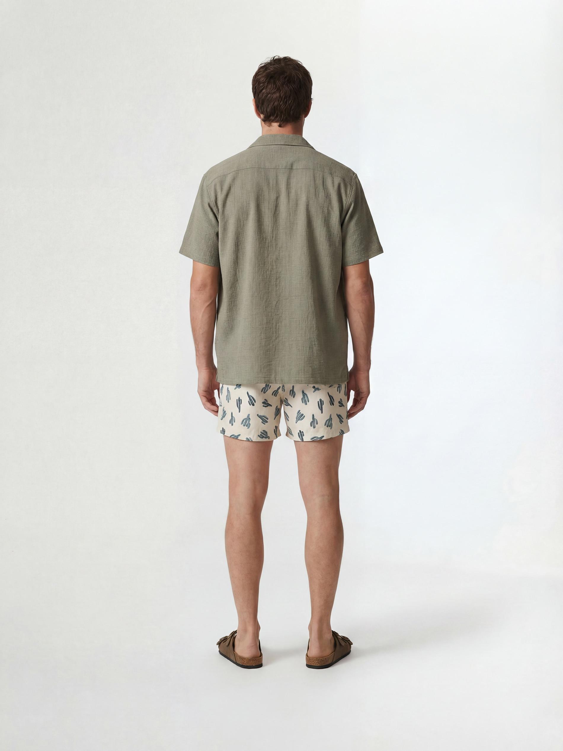 Cream Patterned Beach Shorts, Ivory, large image number 4