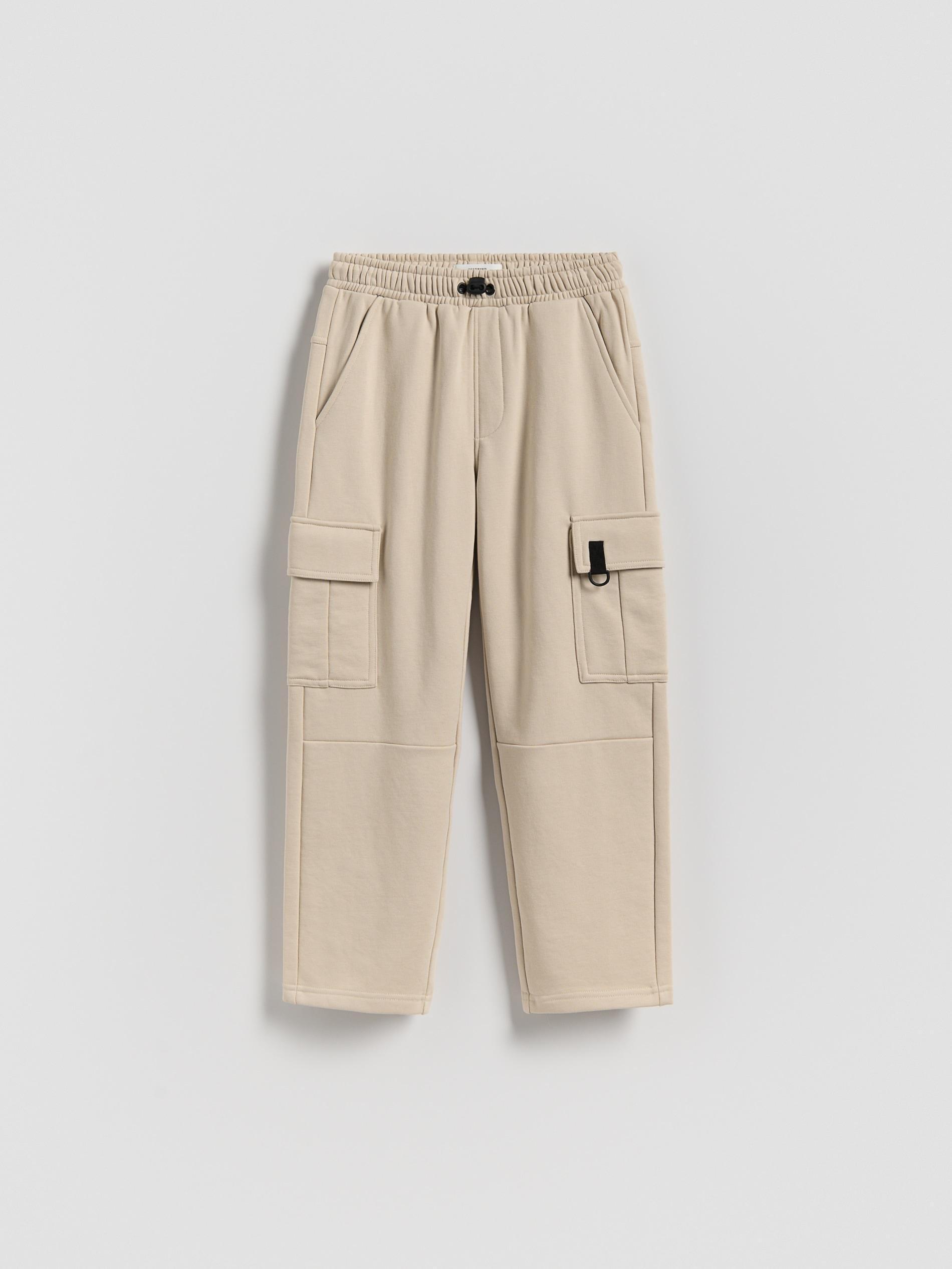 Beige Cotton Cargo Trousers, Beige, large image number 0