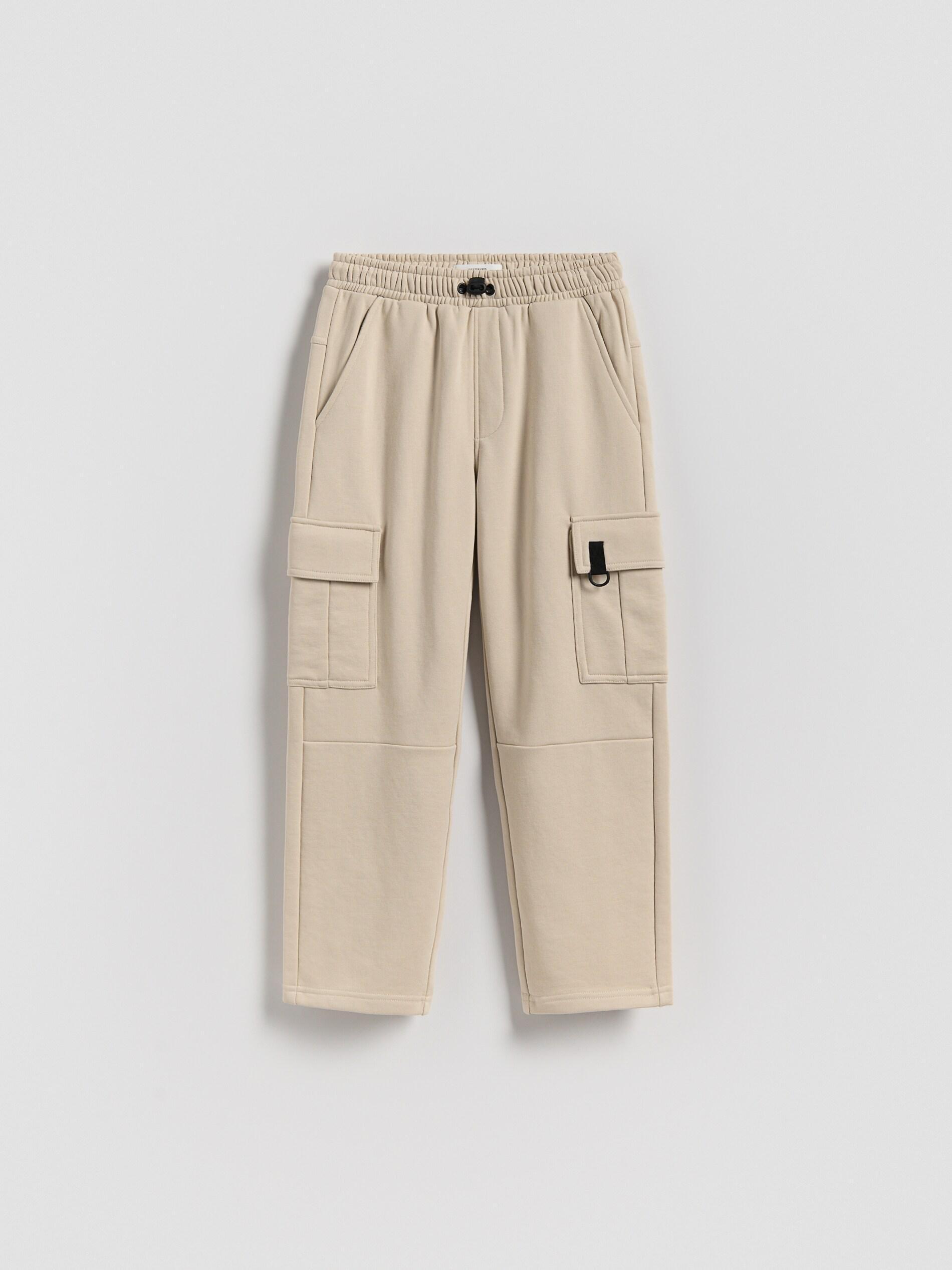 Beige Cotton Cargo Trousers, Beige, medium