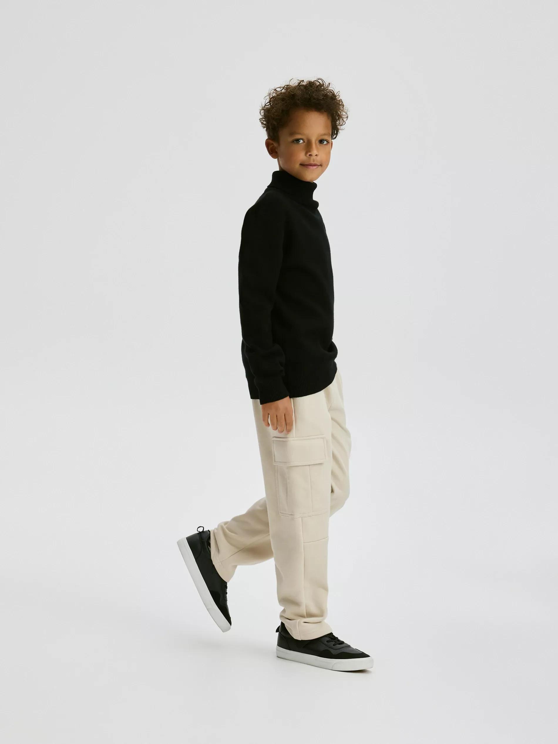 Beige Cotton Cargo Trousers, Beige, large image number 4