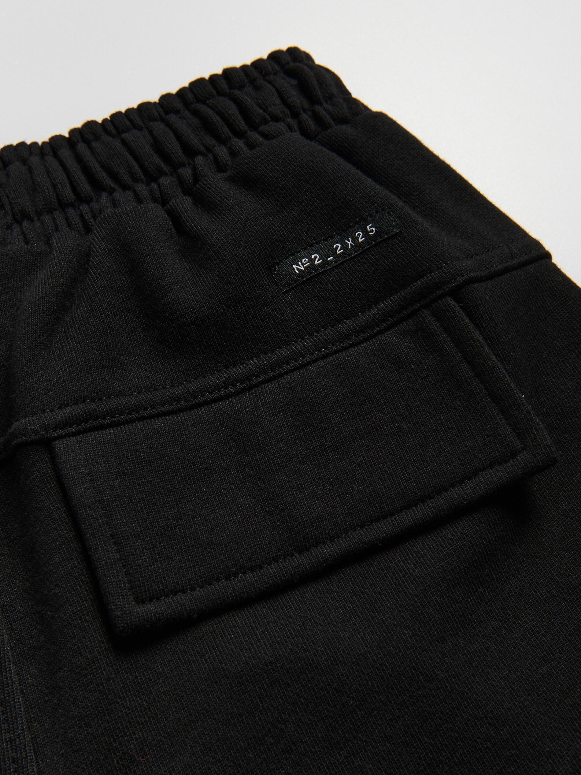 Black Cotton Cargo Trousers, Black, medium