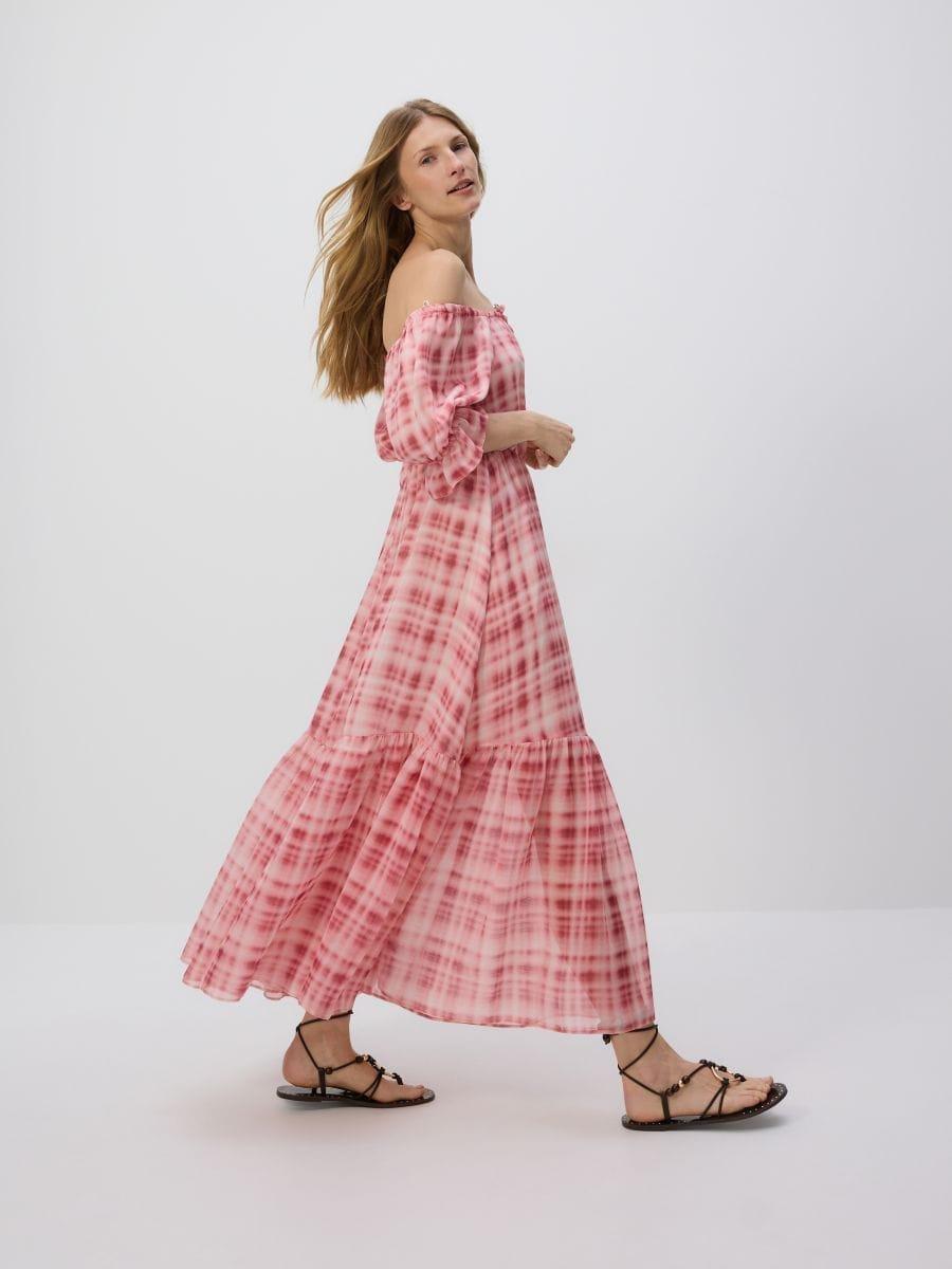 Red Patterned Maxi Dress, , large image number 0