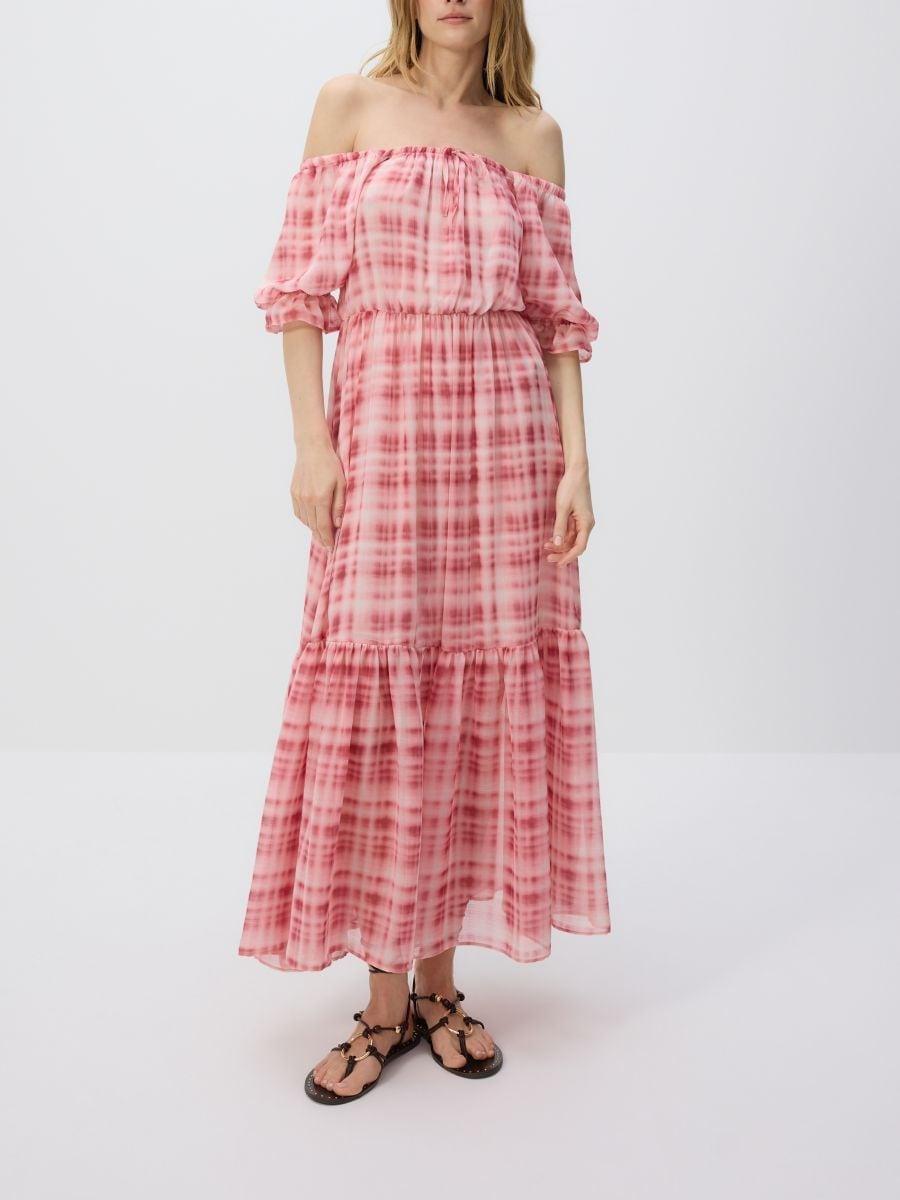 Red Patterned Maxi Dress, , large image number 1