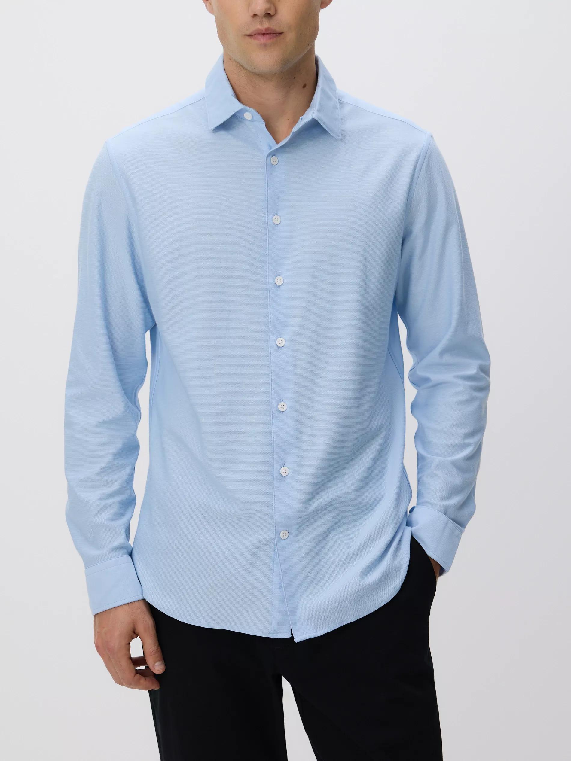 Blue Slim Fit Cotton Rich Shirt, Blue, large image number 2