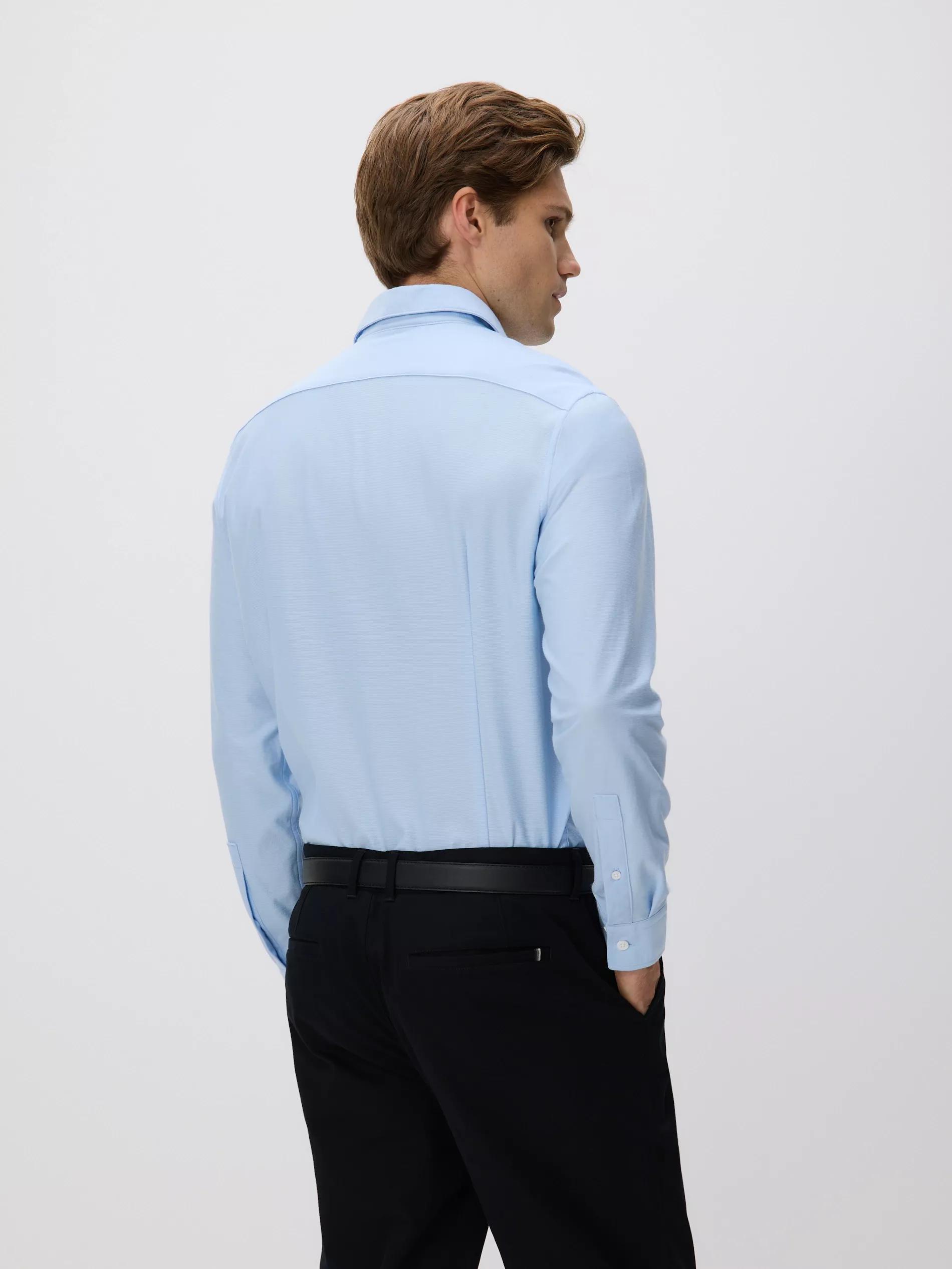 Blue Slim Fit Cotton Rich Shirt, Blue, large image number 3