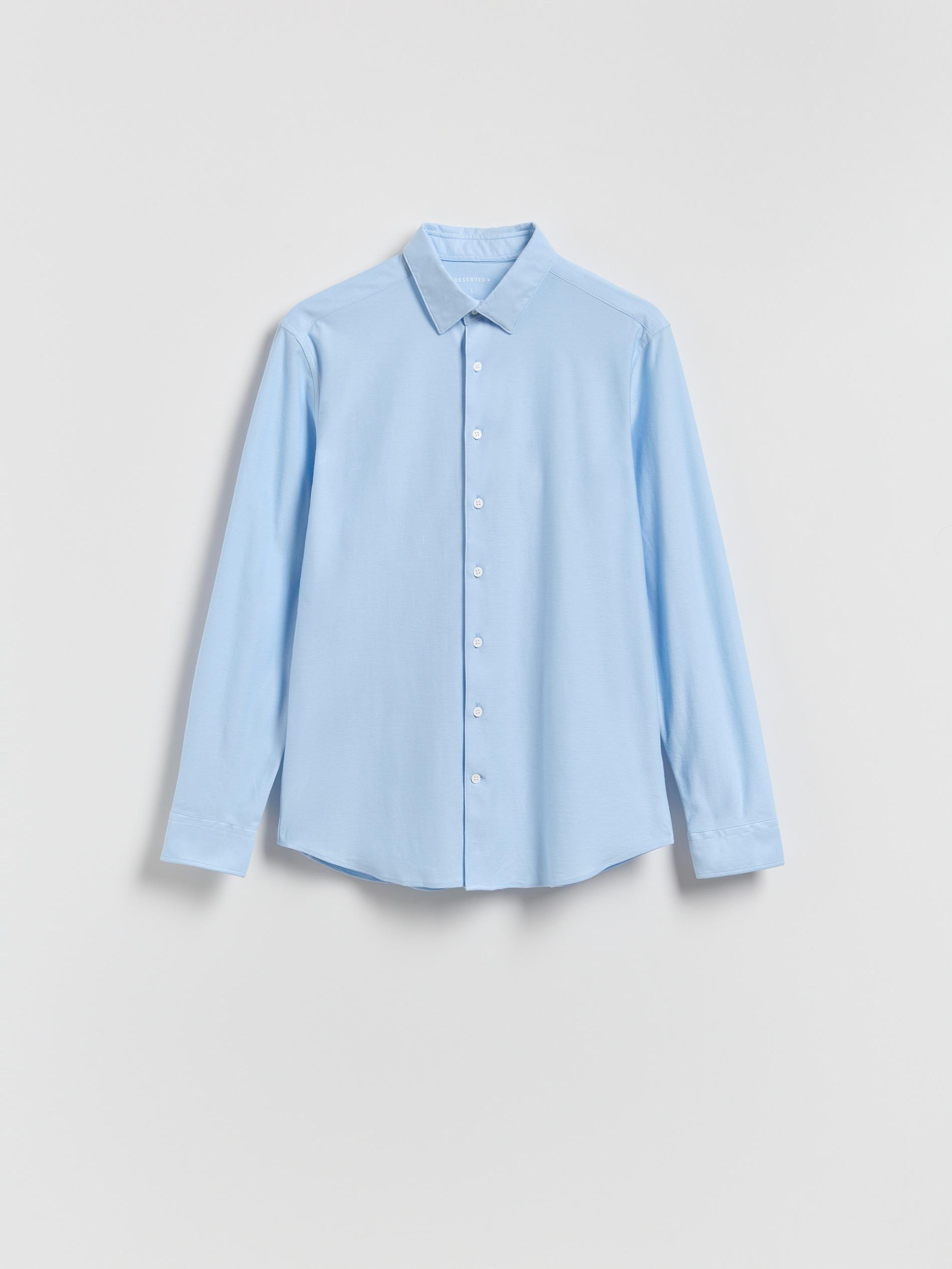 Blue Slim Fit Cotton Rich Shirt, Blue, large image number 4