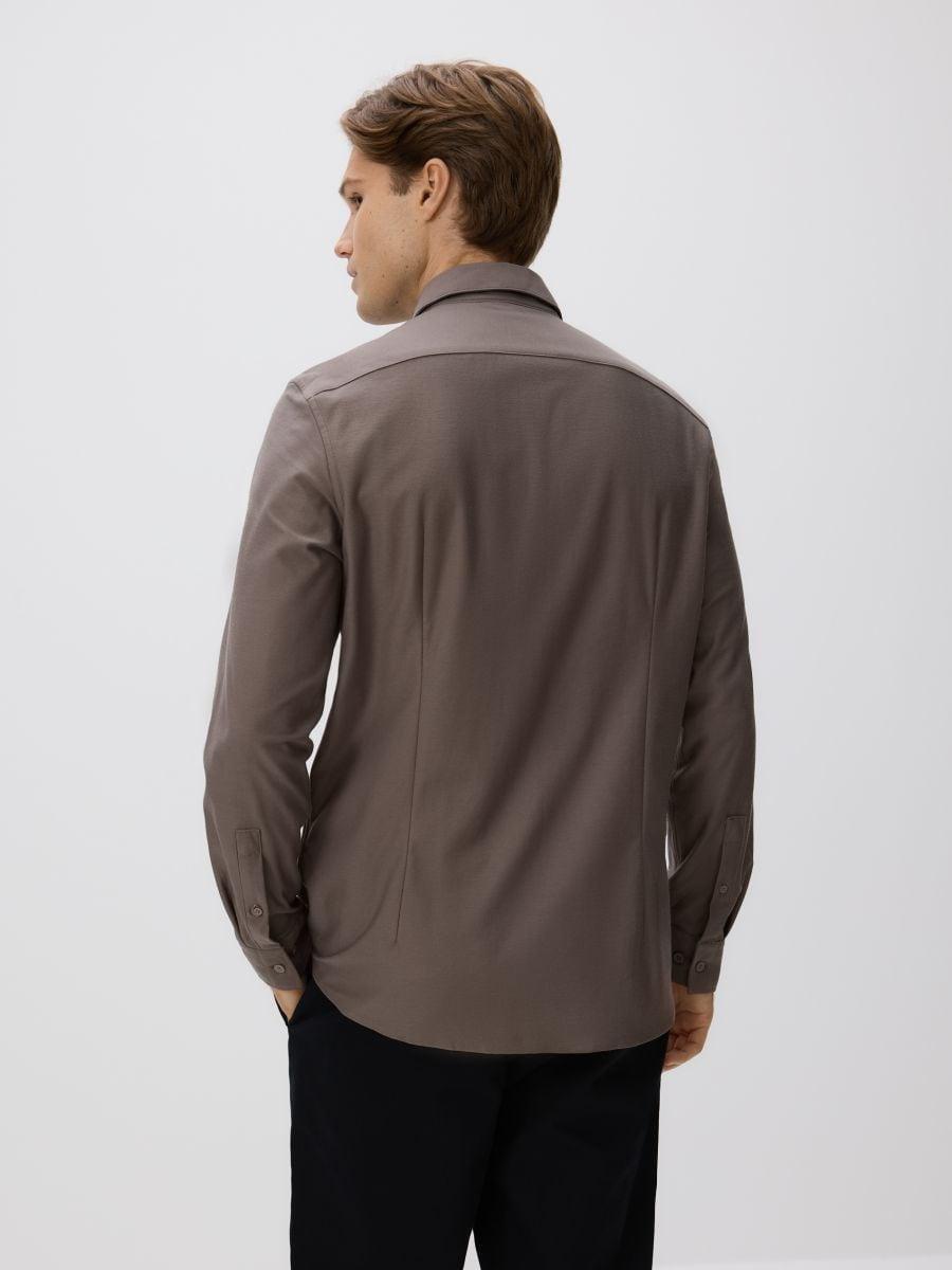 Beige Slim Fit Cotton Rich Shirt, Beige, medium