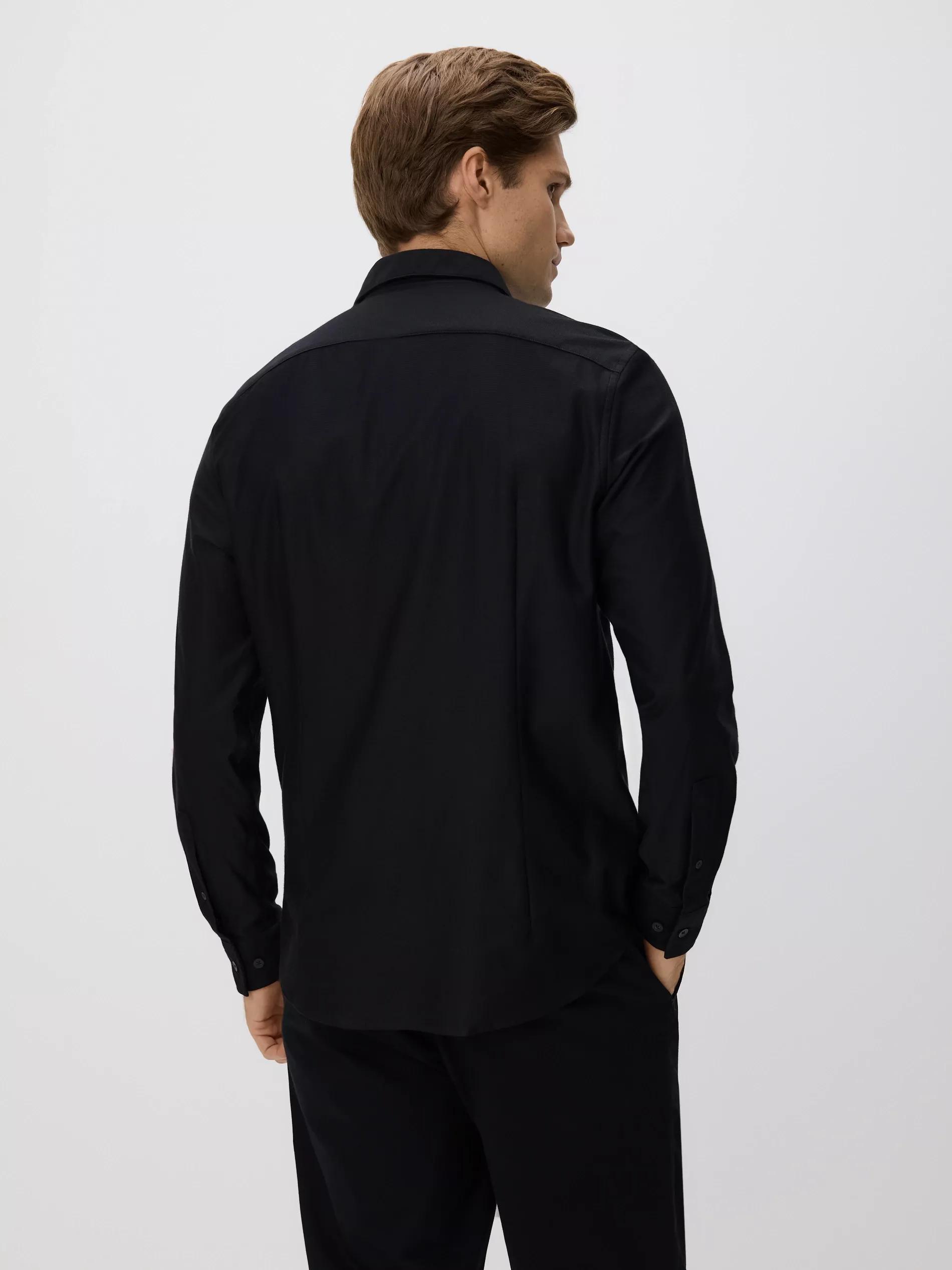 Black Slim Fit Cotton Rich Shirt, Black, large image number 4