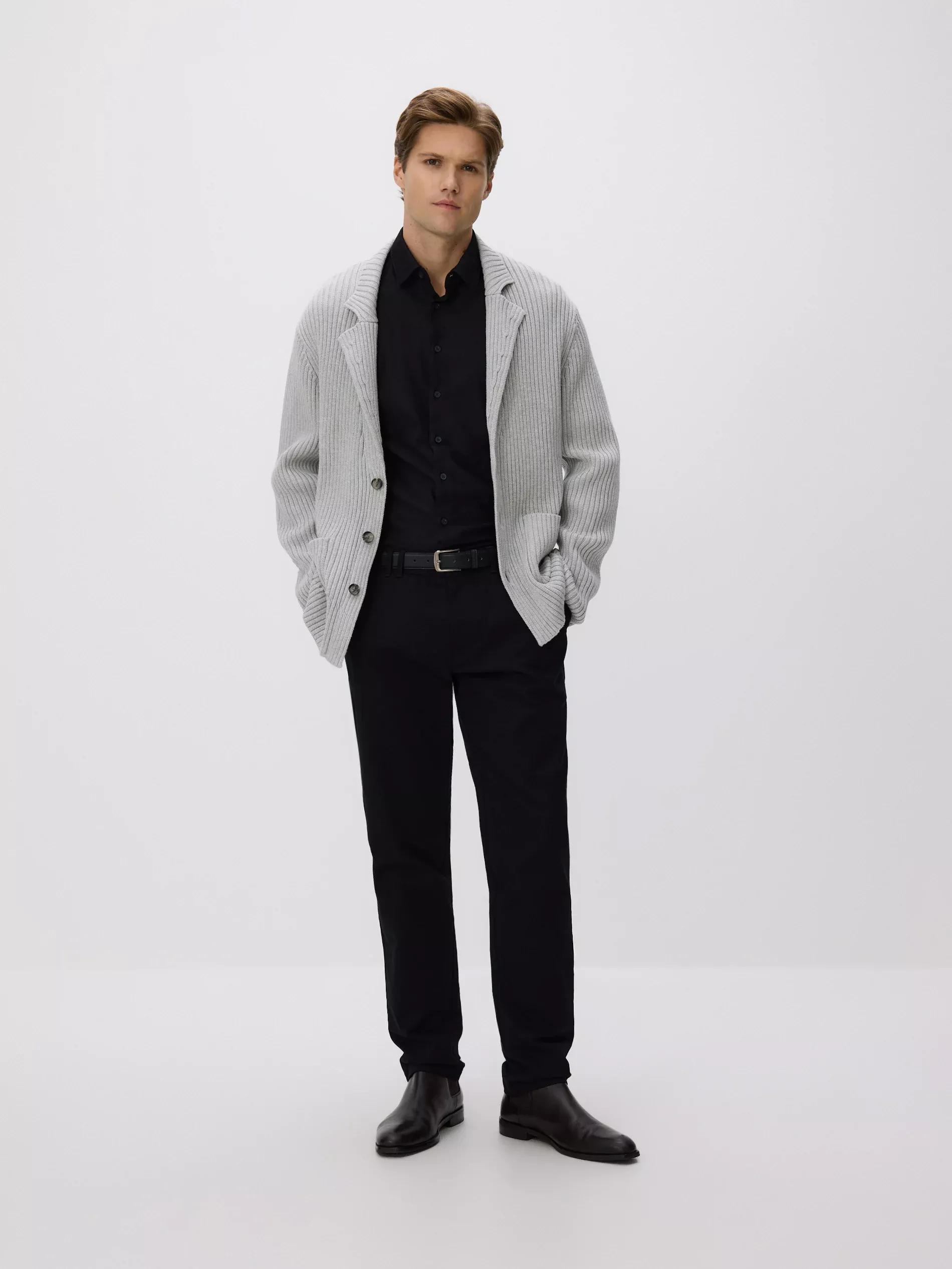 Black Slim Fit Cotton Rich Shirt, Black, large image number 5