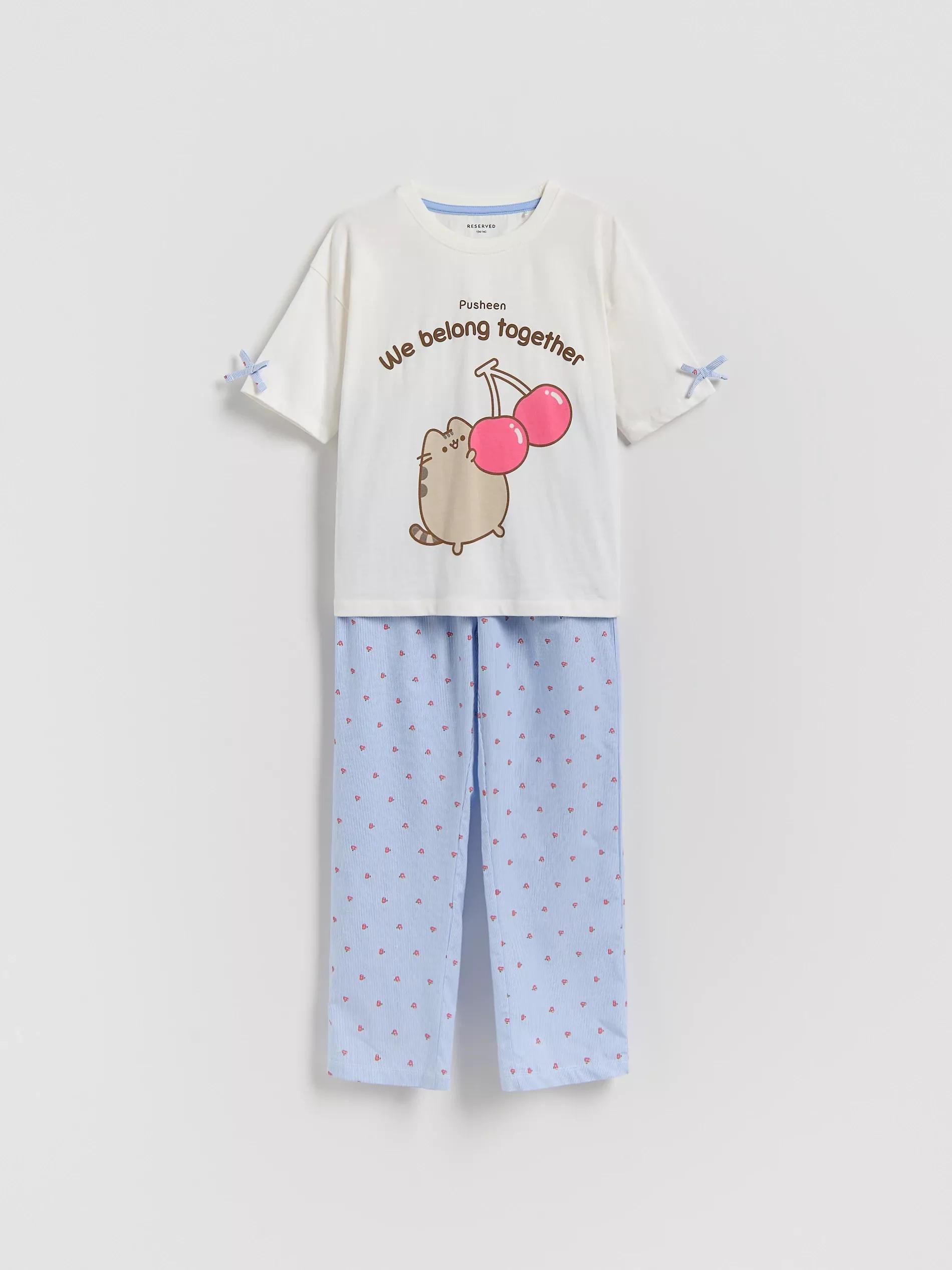 Cream Pusheen Two-Piece Pjs, Ivory, large image number 0