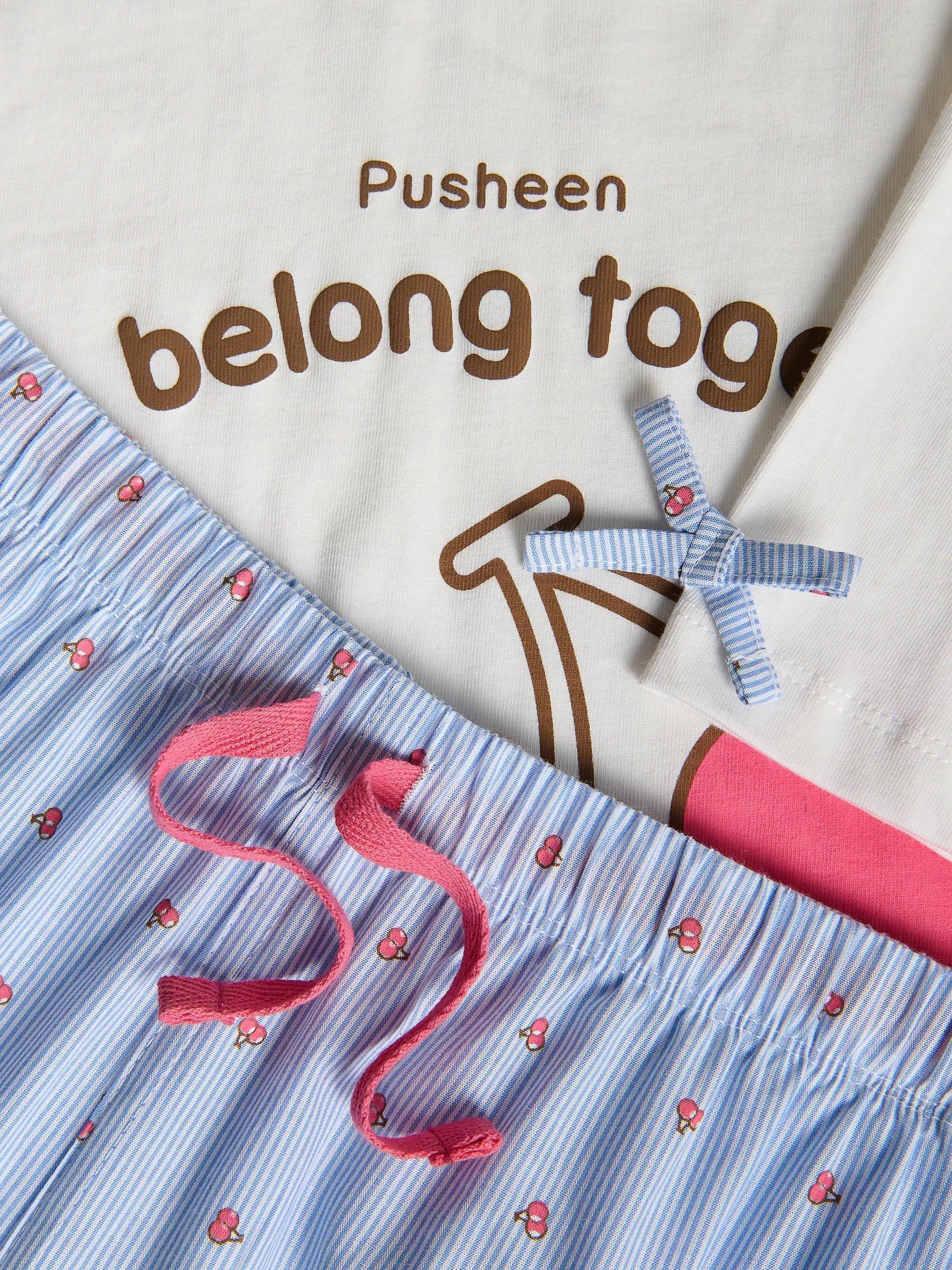 Cream Pusheen Two-Piece Pjs, Ivory, large image number 1