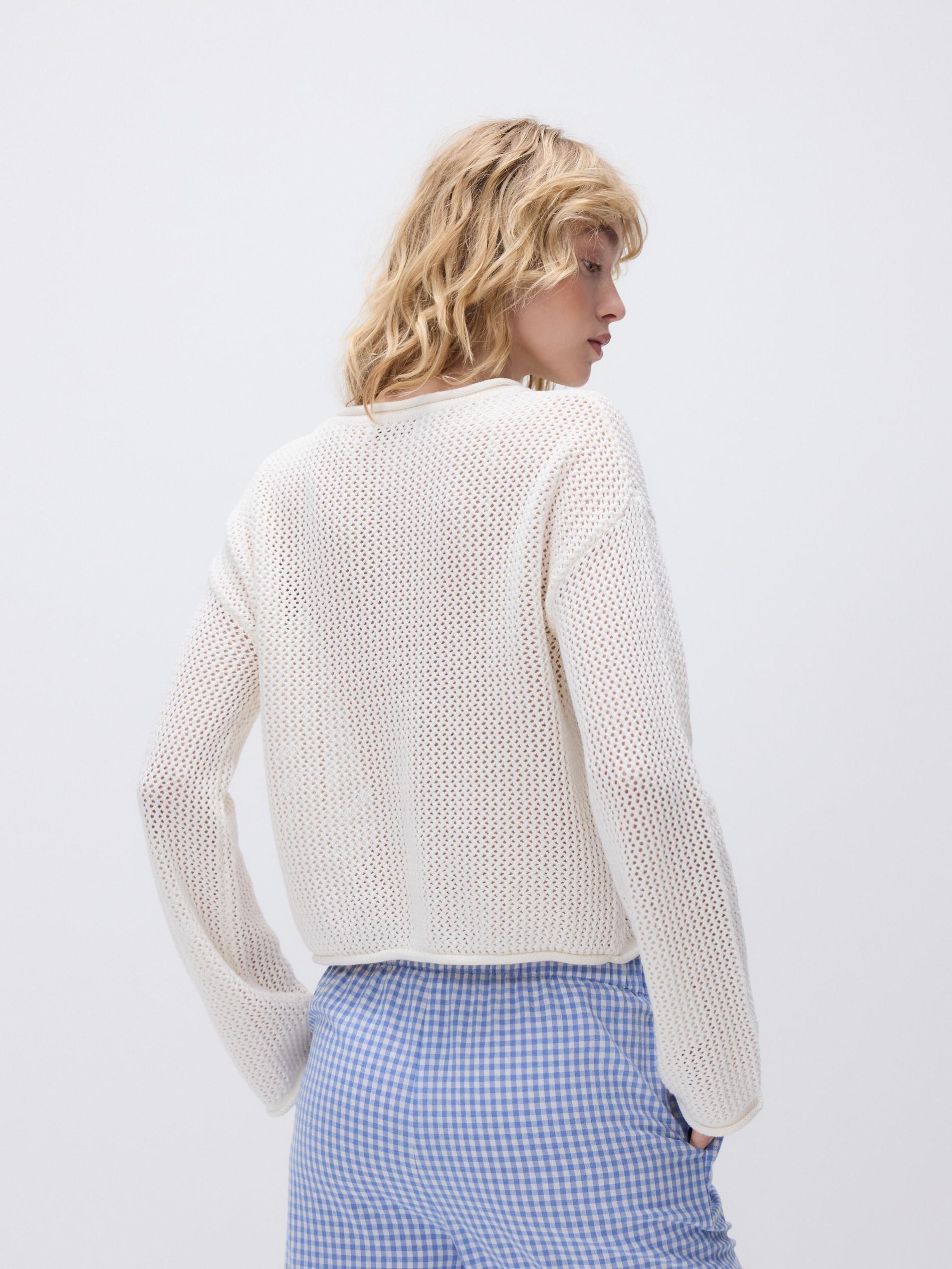 Beige Jumper With Decorative Applique, Ivory, large image number 3