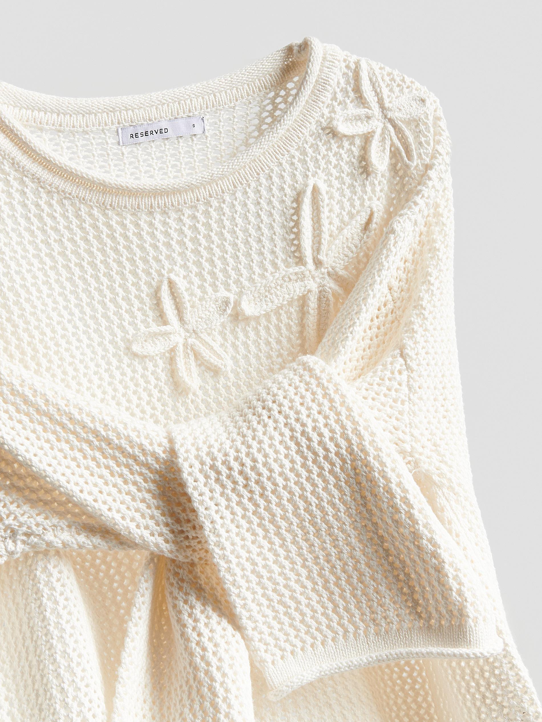 Beige Jumper With Decorative Applique, Ivory, large image number 5