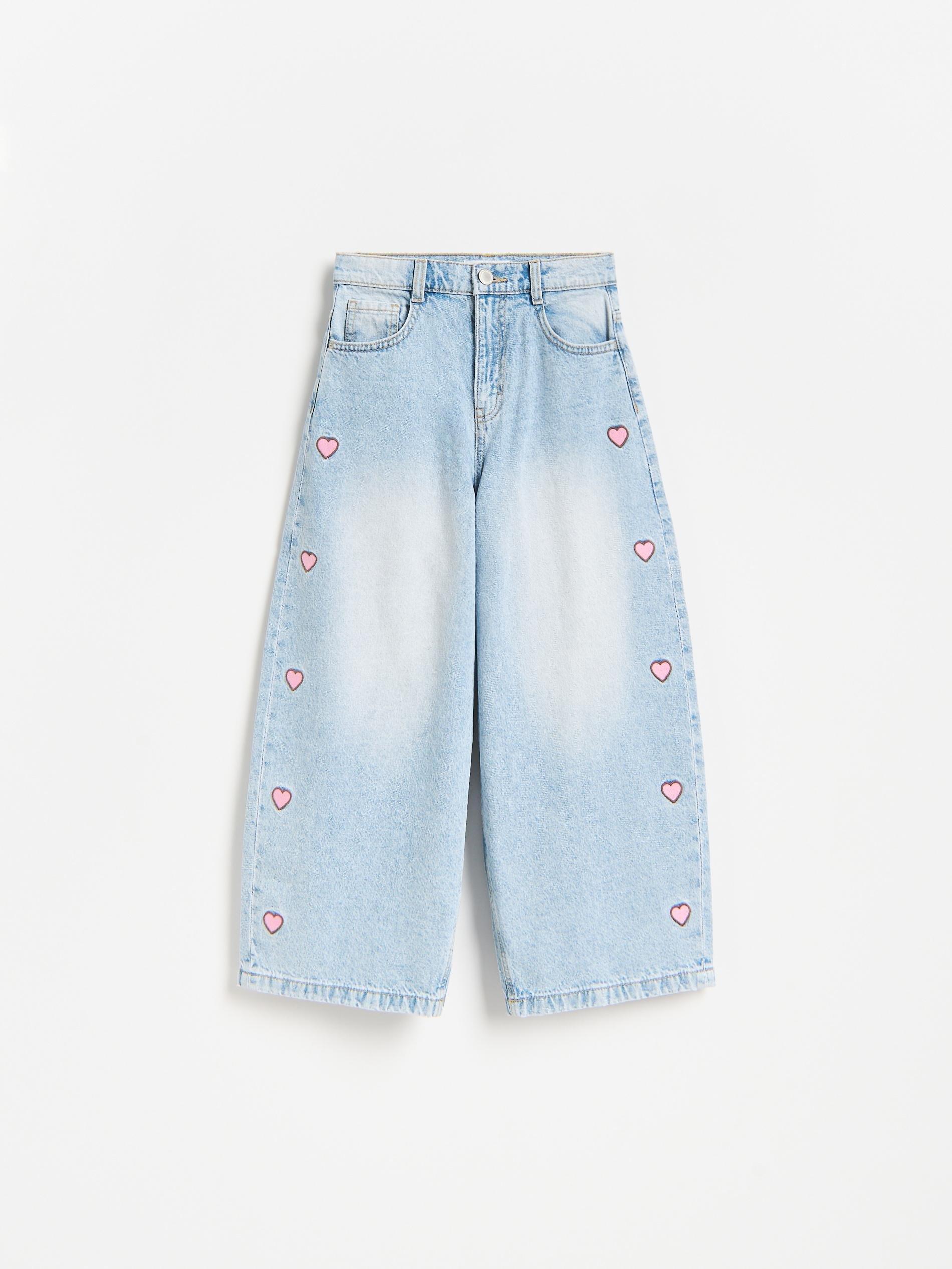 Blue Baggy Jeans With Embroidery Detailing, Blue, medium