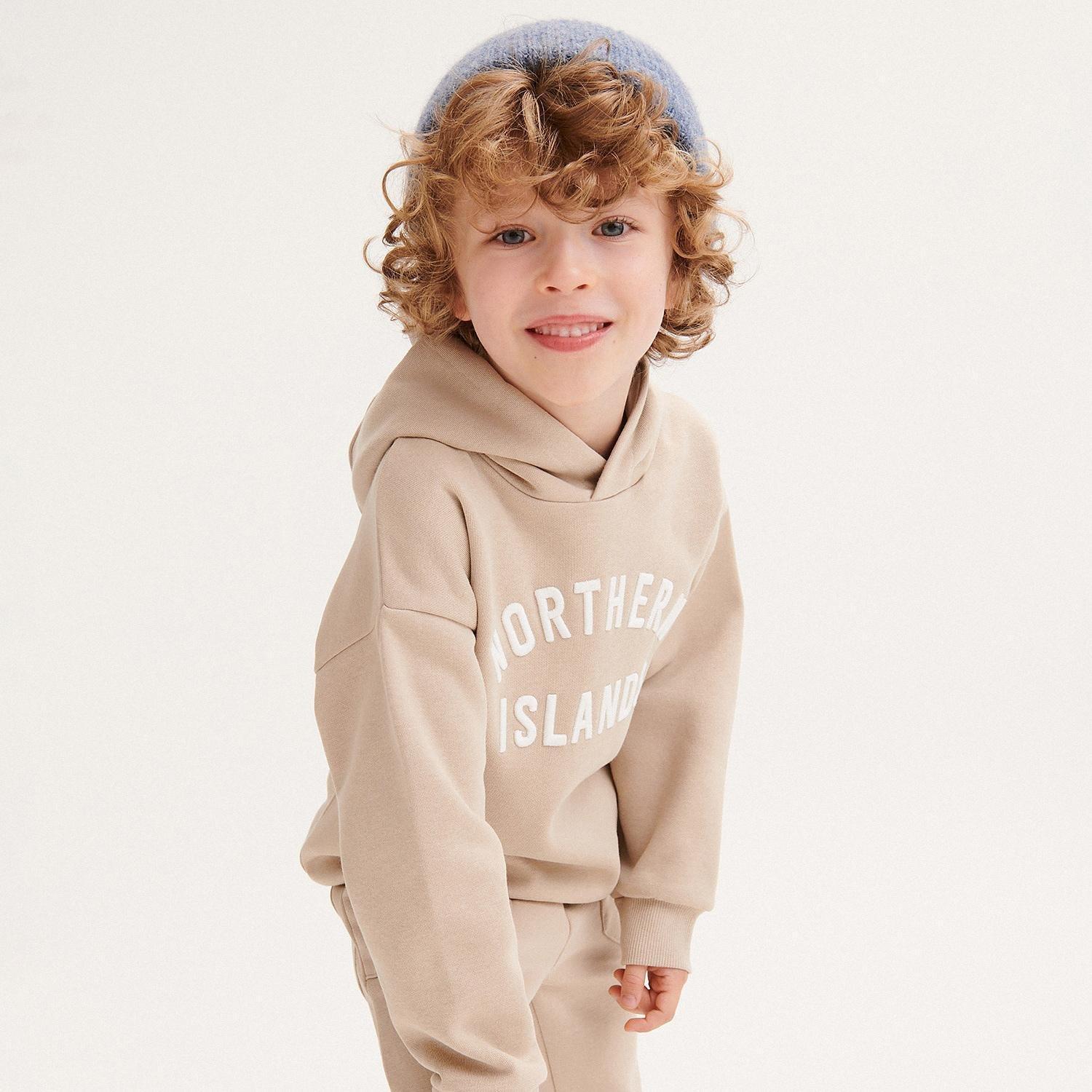 Beige Oversized Hoodie, Kids Boys, , large image number 4