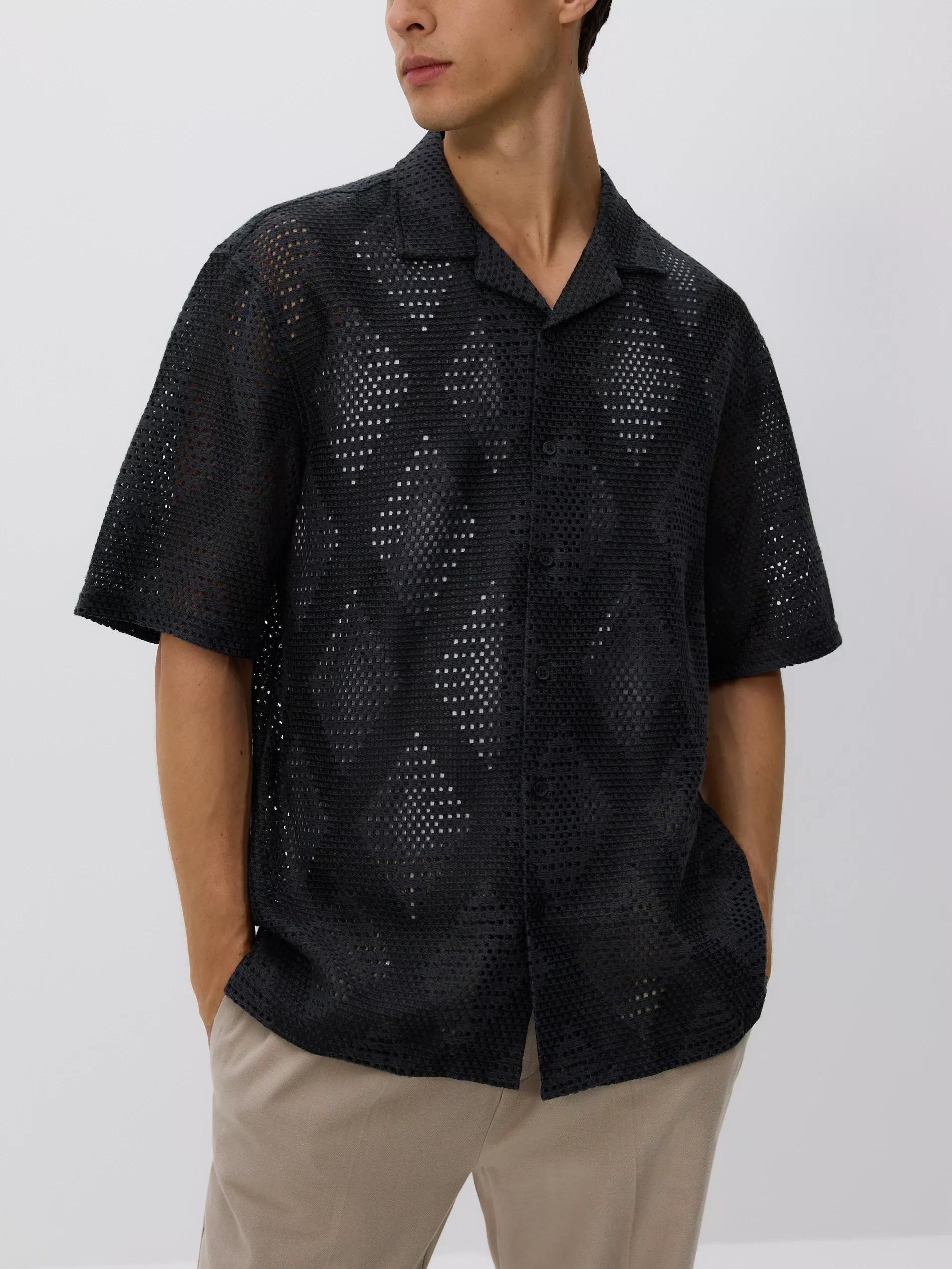 BLACK Comfort-fit lace shirt, Black, medium