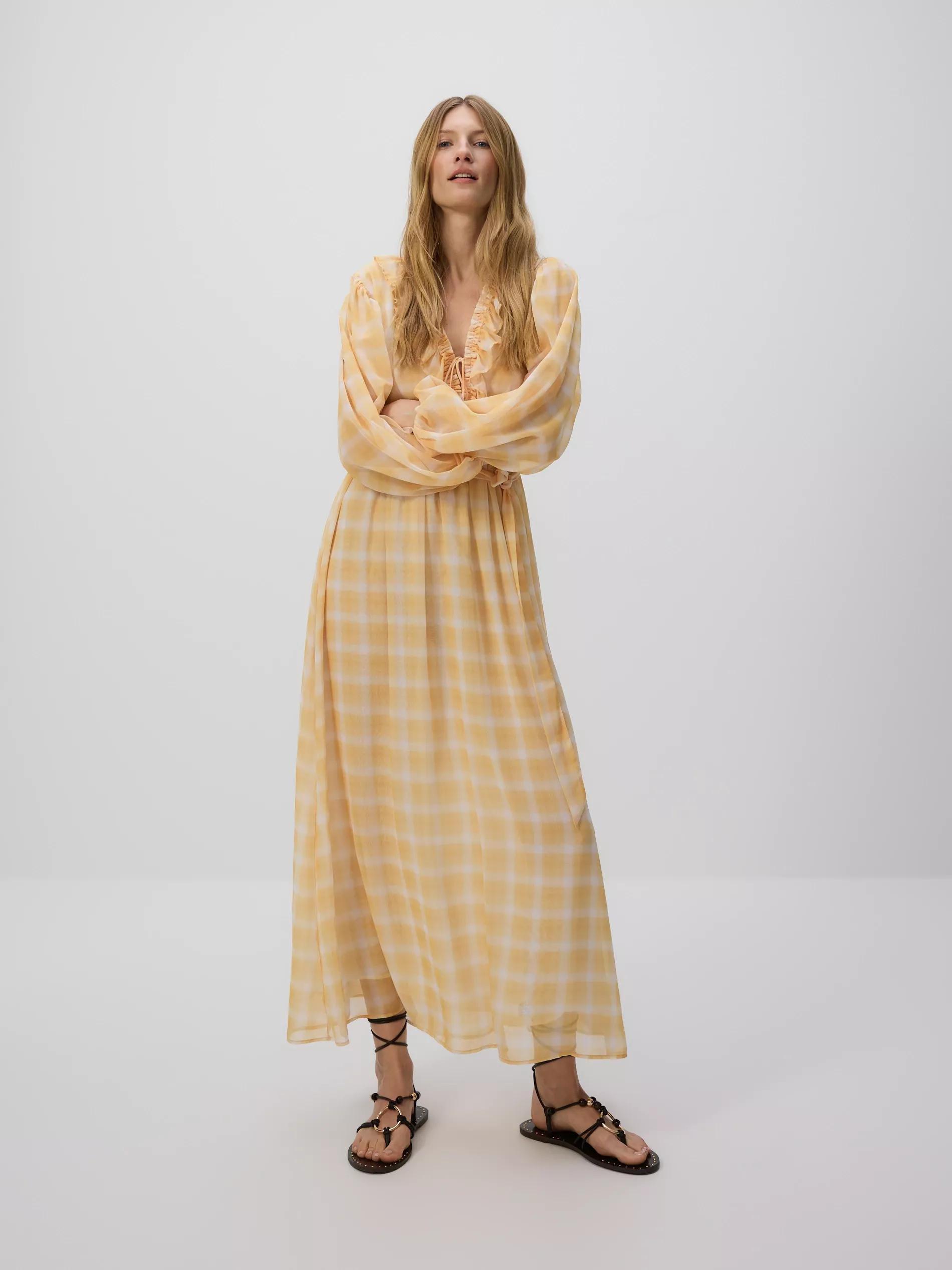 Yellow Checked Dress, , medium