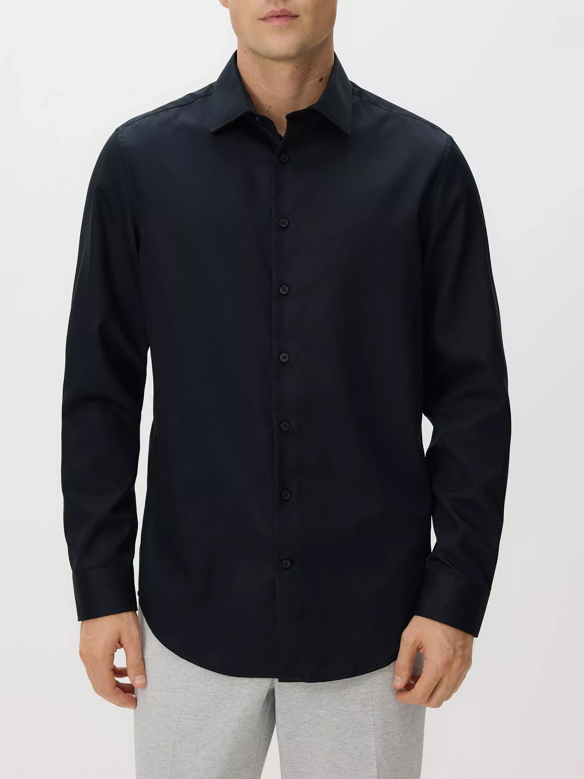 Black Slim Fit Cotton Rich Shirt, Black, large image number 0
