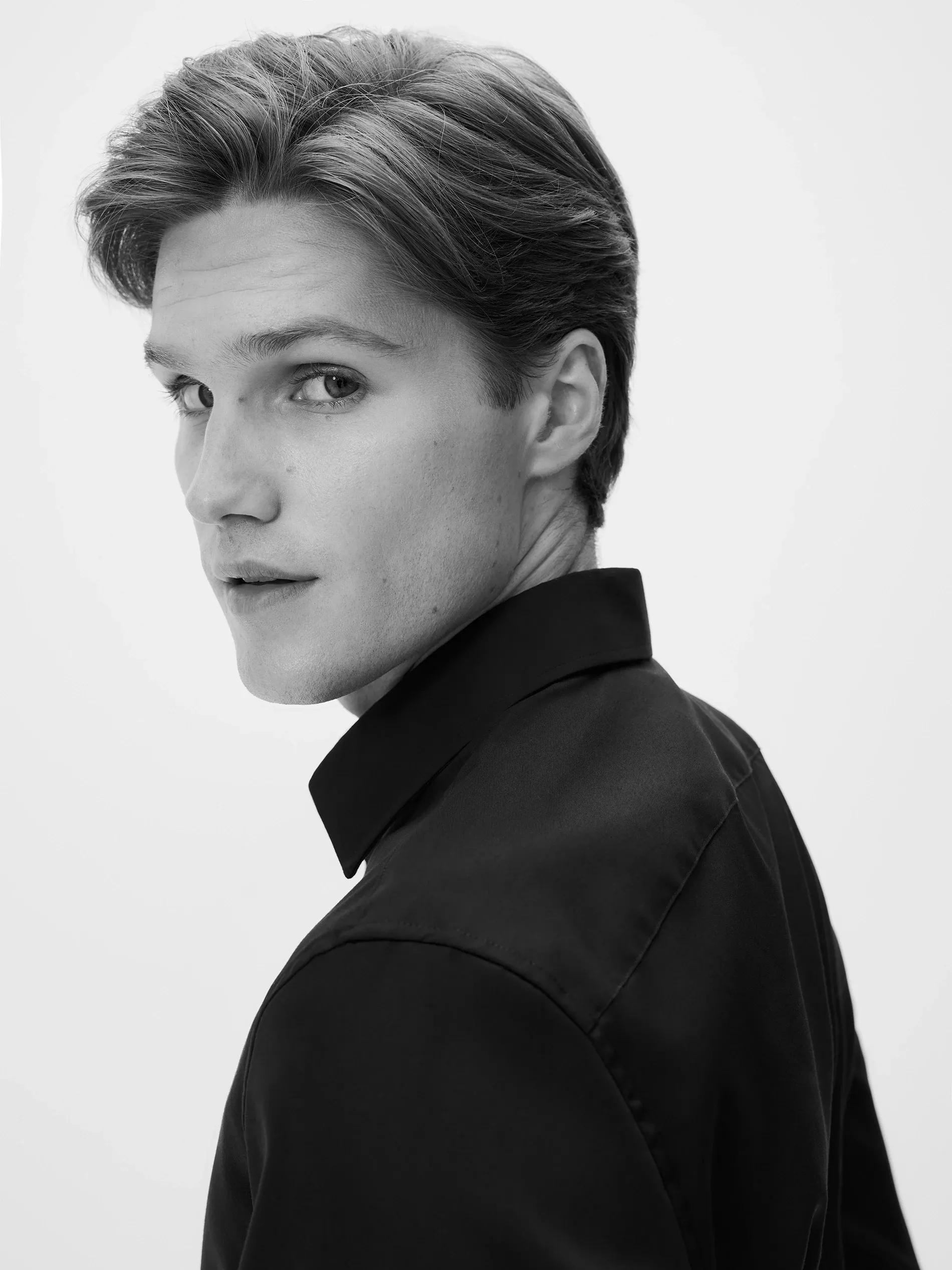 Black Slim Fit Cotton Rich Shirt, Black, large image number 2