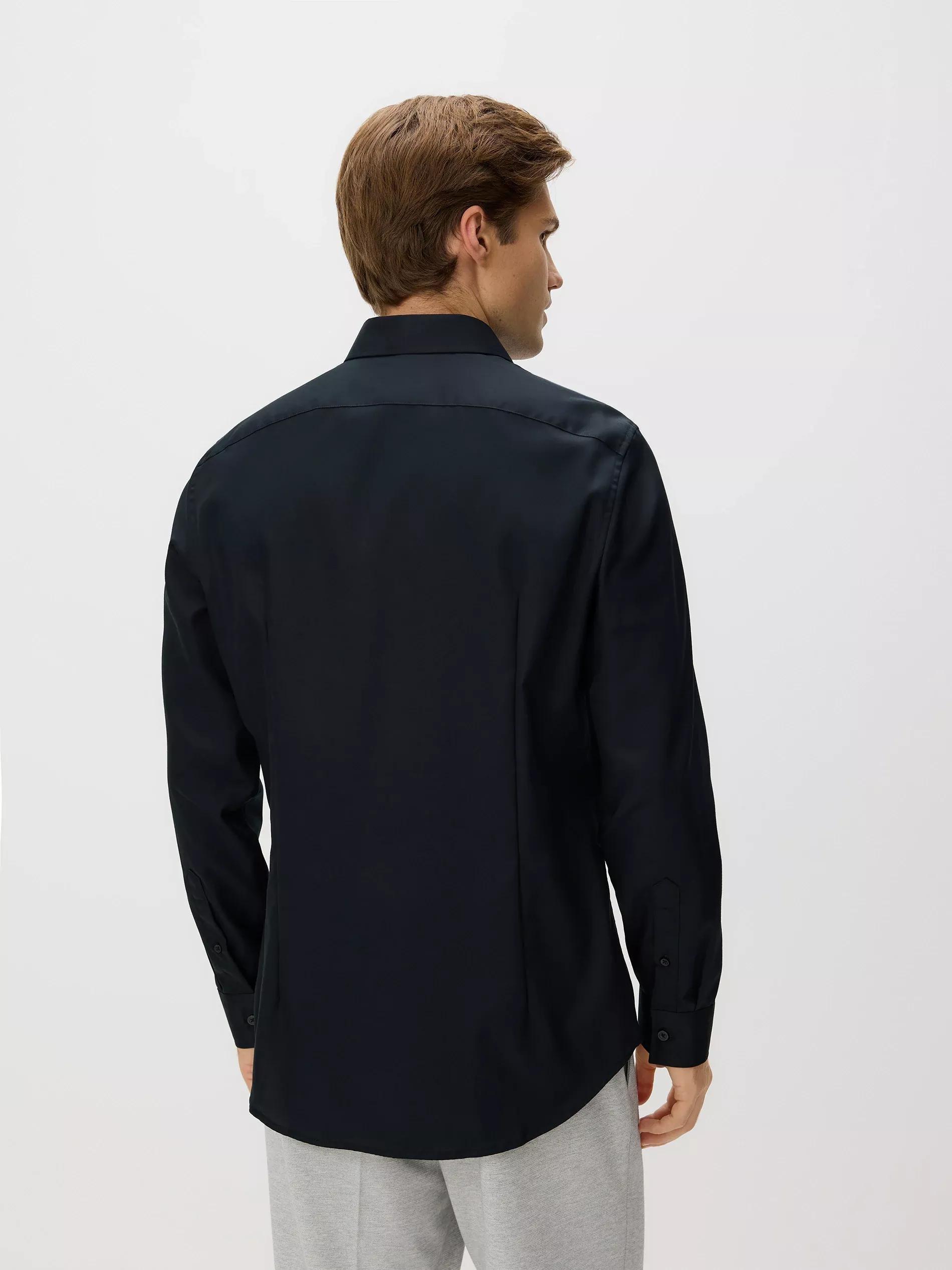 Black Slim Fit Cotton Rich Shirt, Black, large image number 3