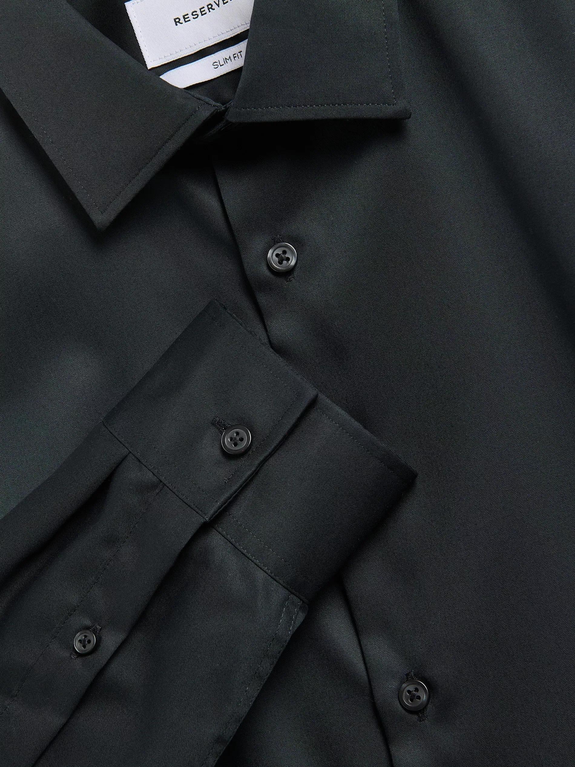 Black Slim Fit Cotton Rich Shirt, Black, large image number 5