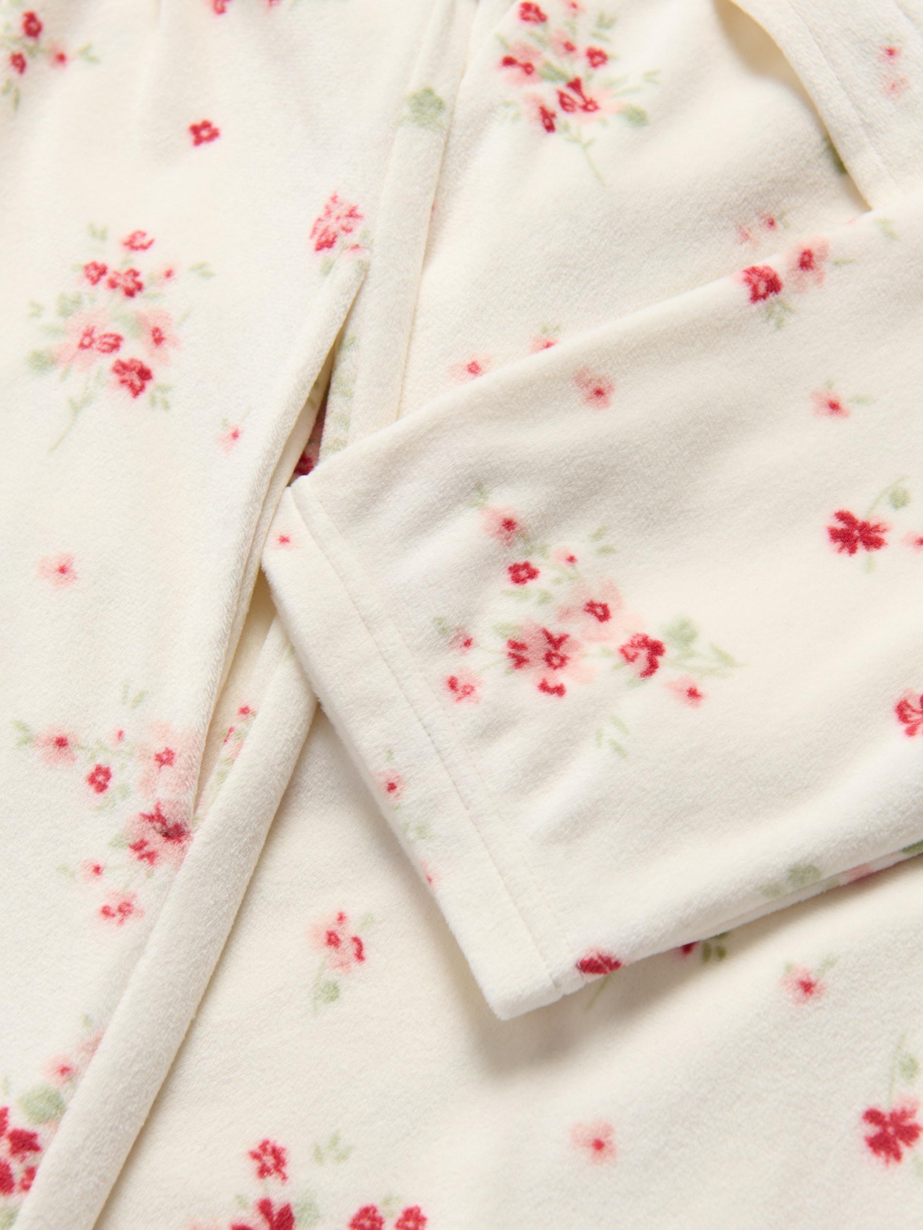 CREAM Patterned dressing gown with belt, Ivory, large image number 5