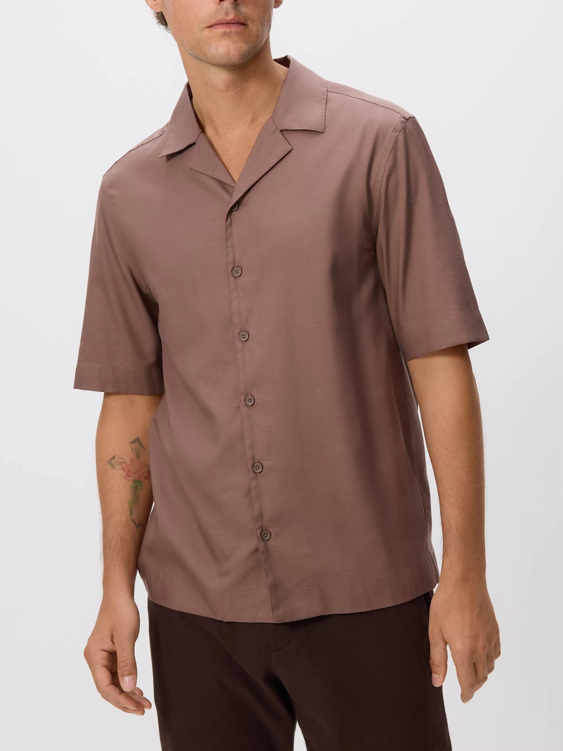 DUSTY BROWN Regular fit Egyptian cotton shirt, Brown, medium