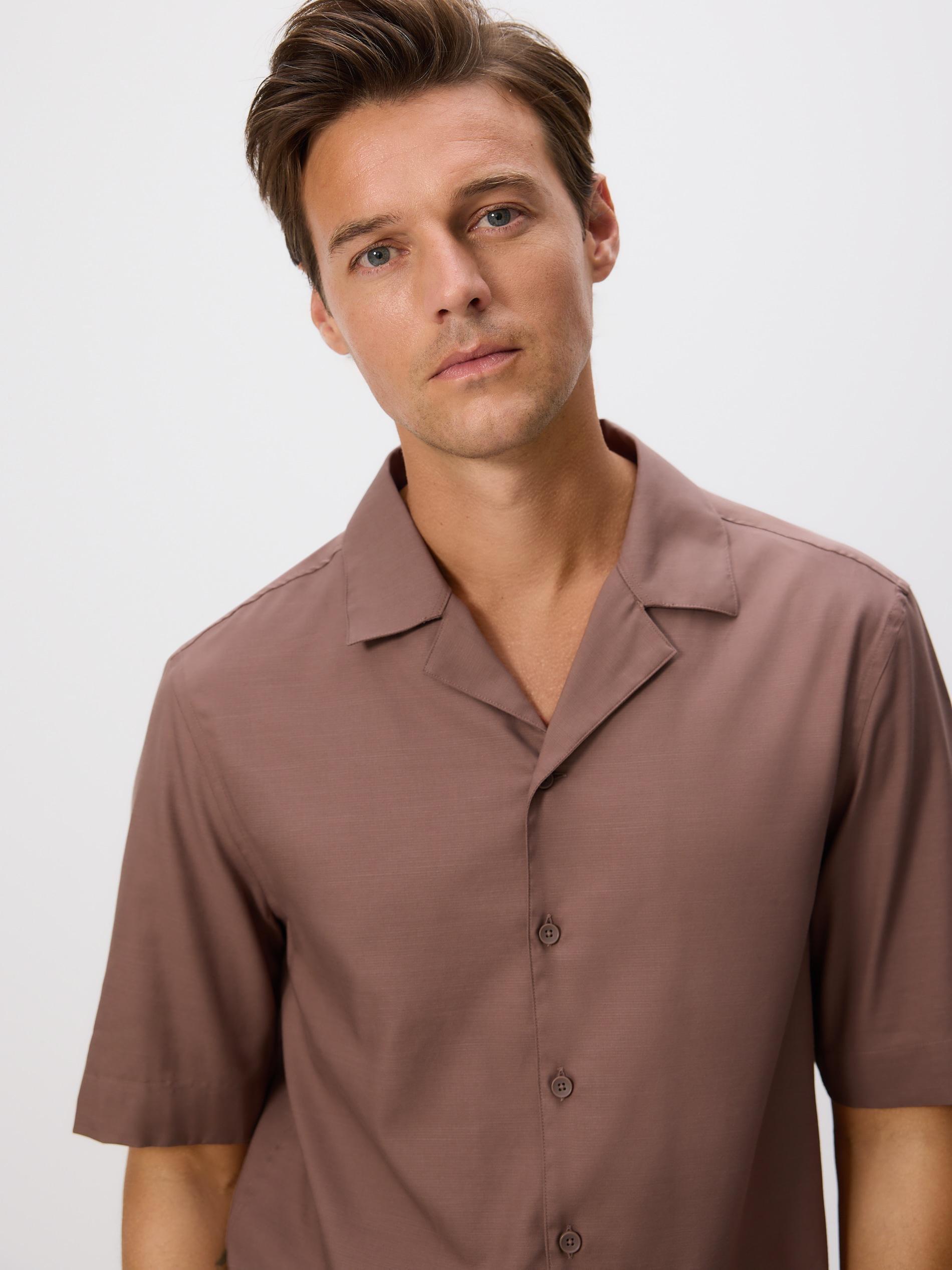 DUSTY BROWN Regular fit Egyptian cotton shirt, Brown, medium