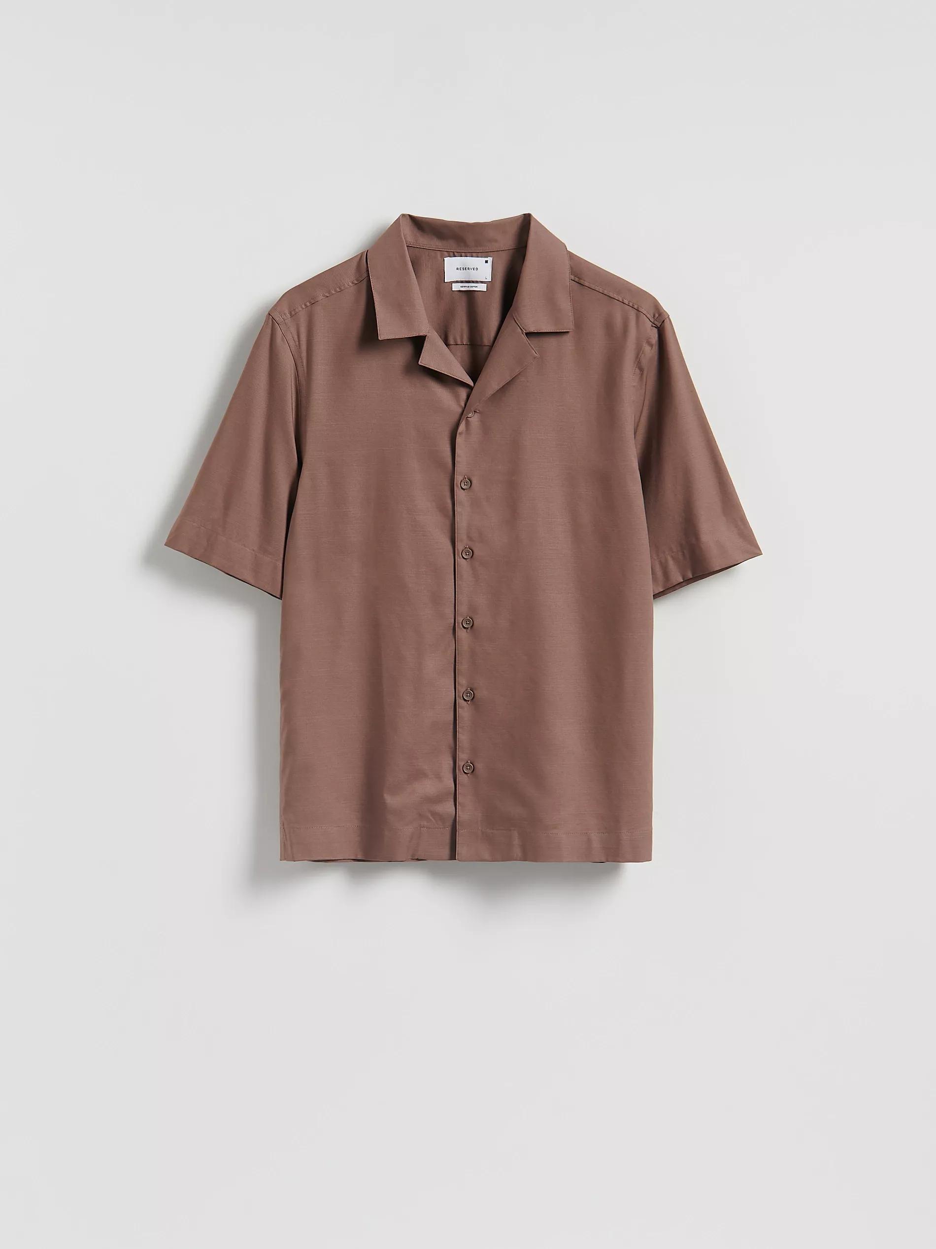 قميص هادئ بقصة عادية قطن مصري بني, Brown, large image number 5