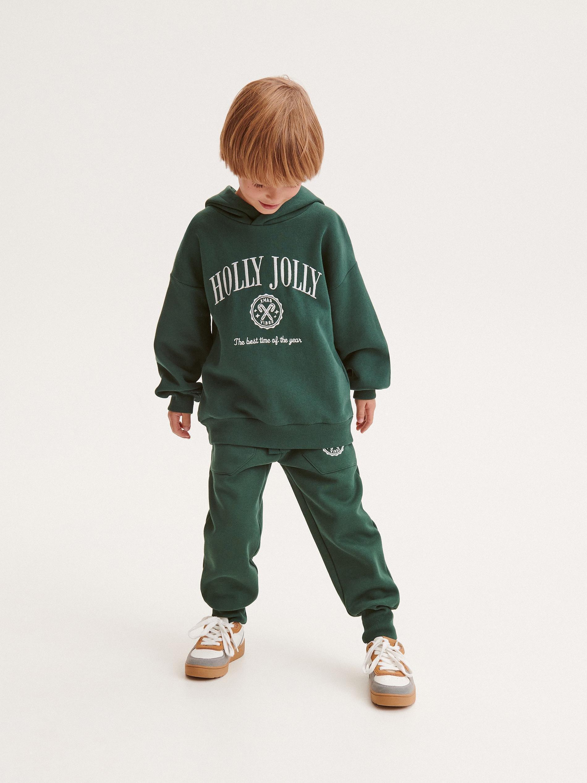 Green Christmas Hoodie, Kids Boys, , large image number 2