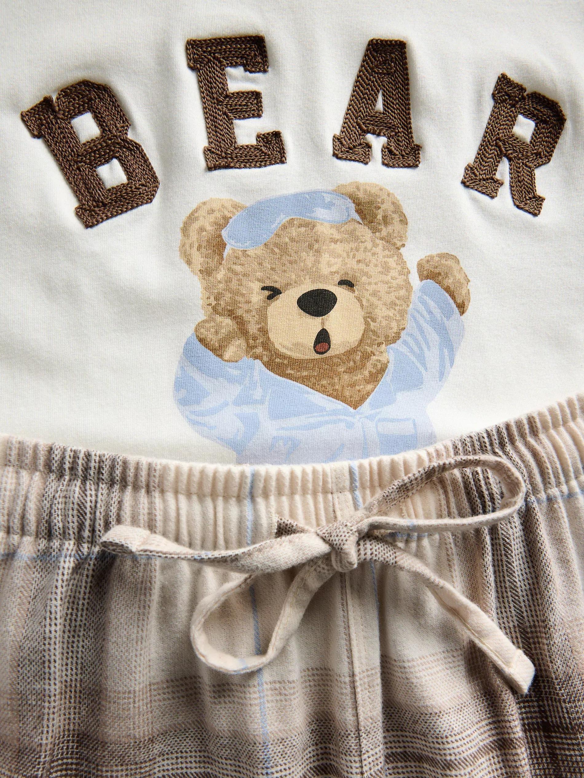 Beige Two-Piece Printed Pyjama Set, , large image number 3