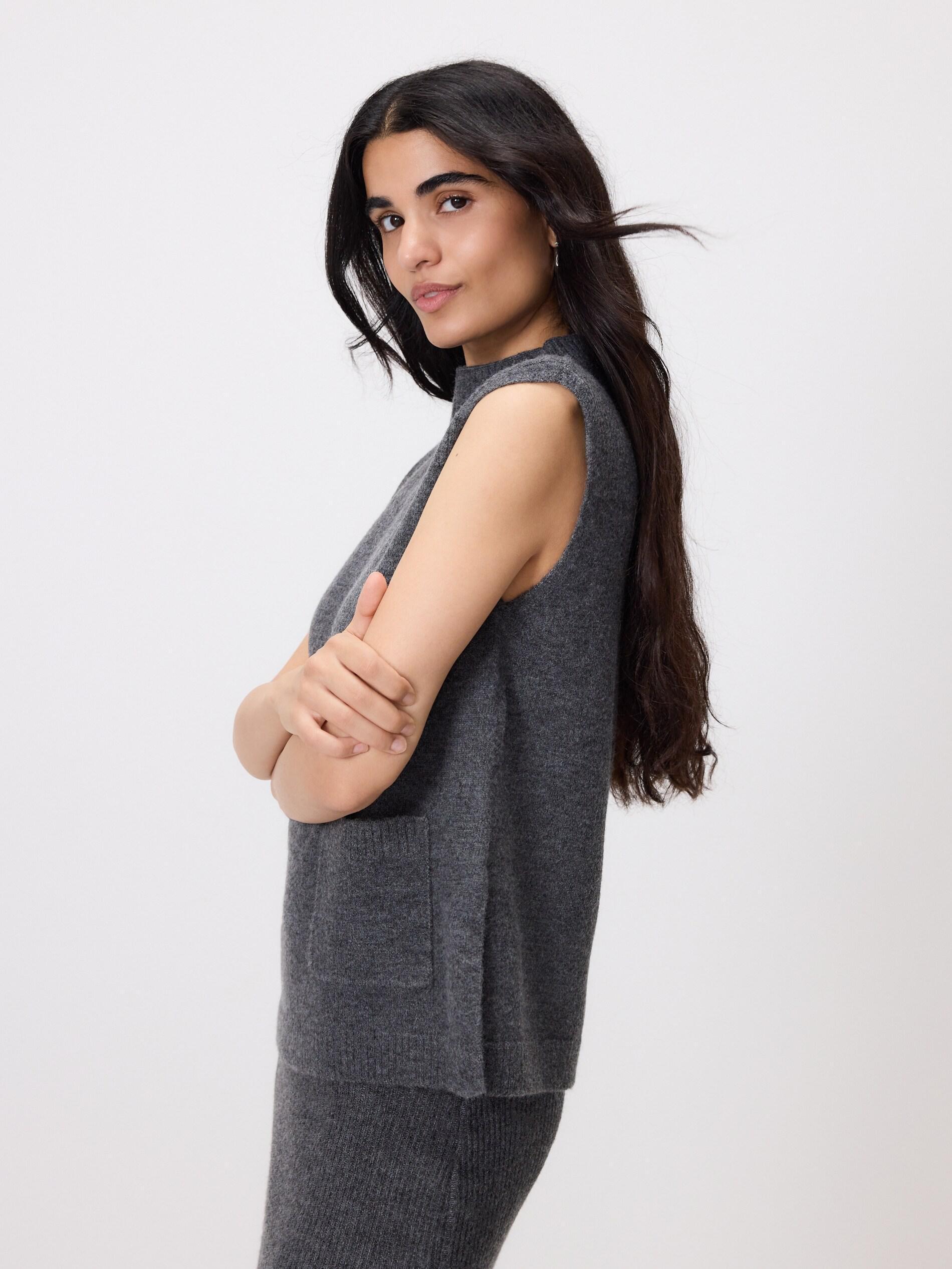 Grey Waistcoat With Pockets, Grey, large image number 1