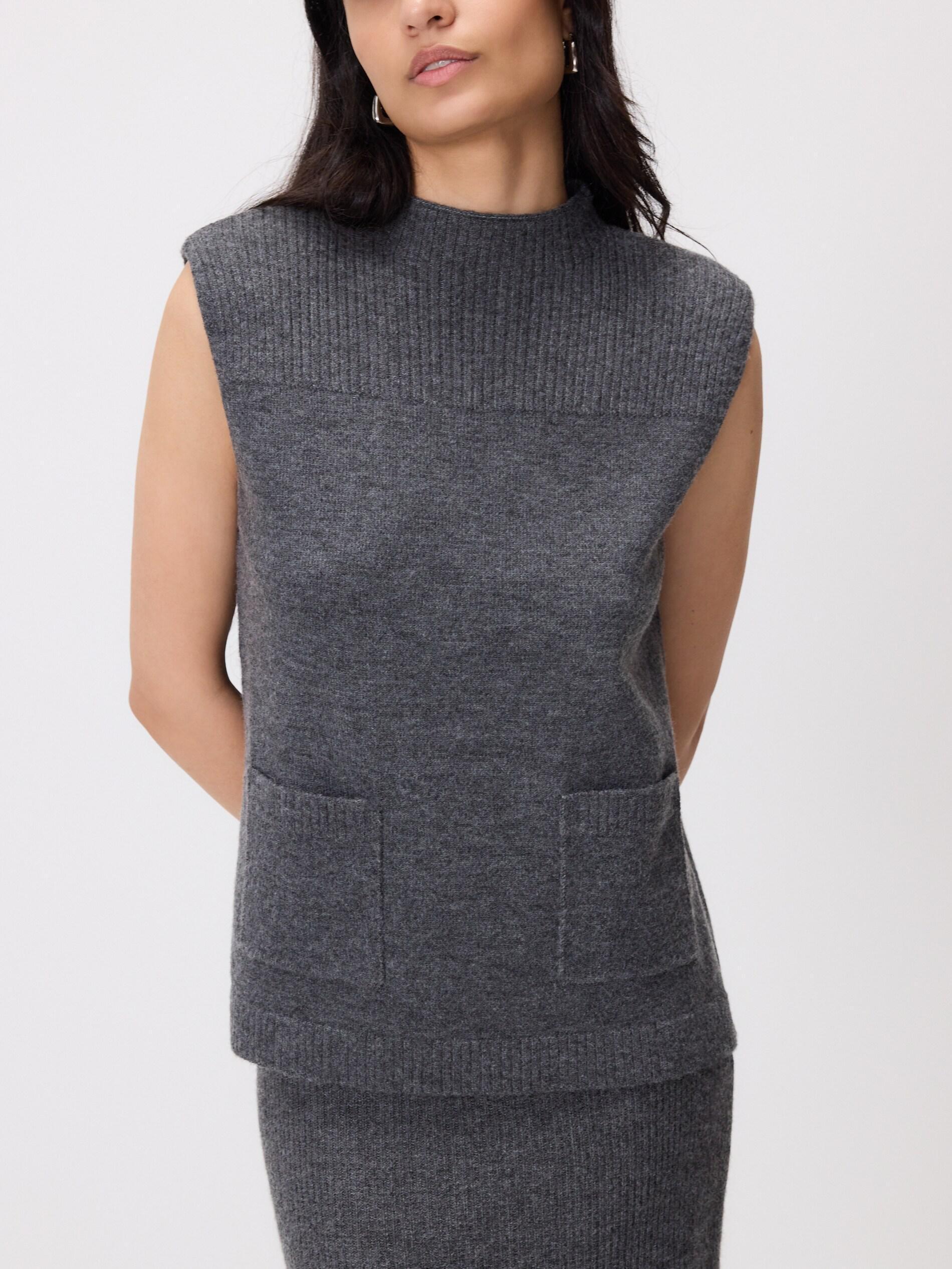 Grey Waistcoat With Pockets, Grey, large image number 2
