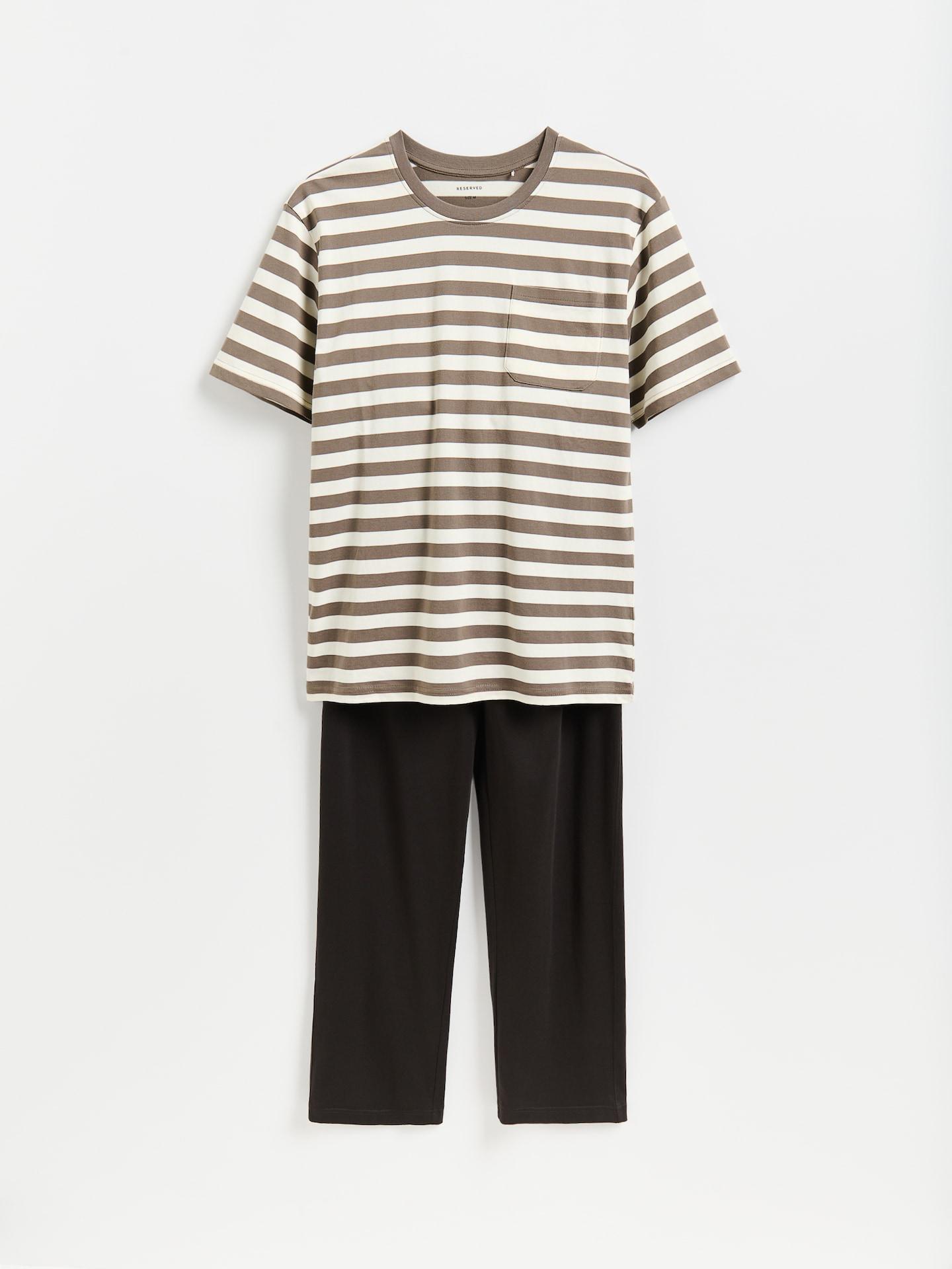 Beige Two Piece Cotton Pyjama Set, Beige, medium