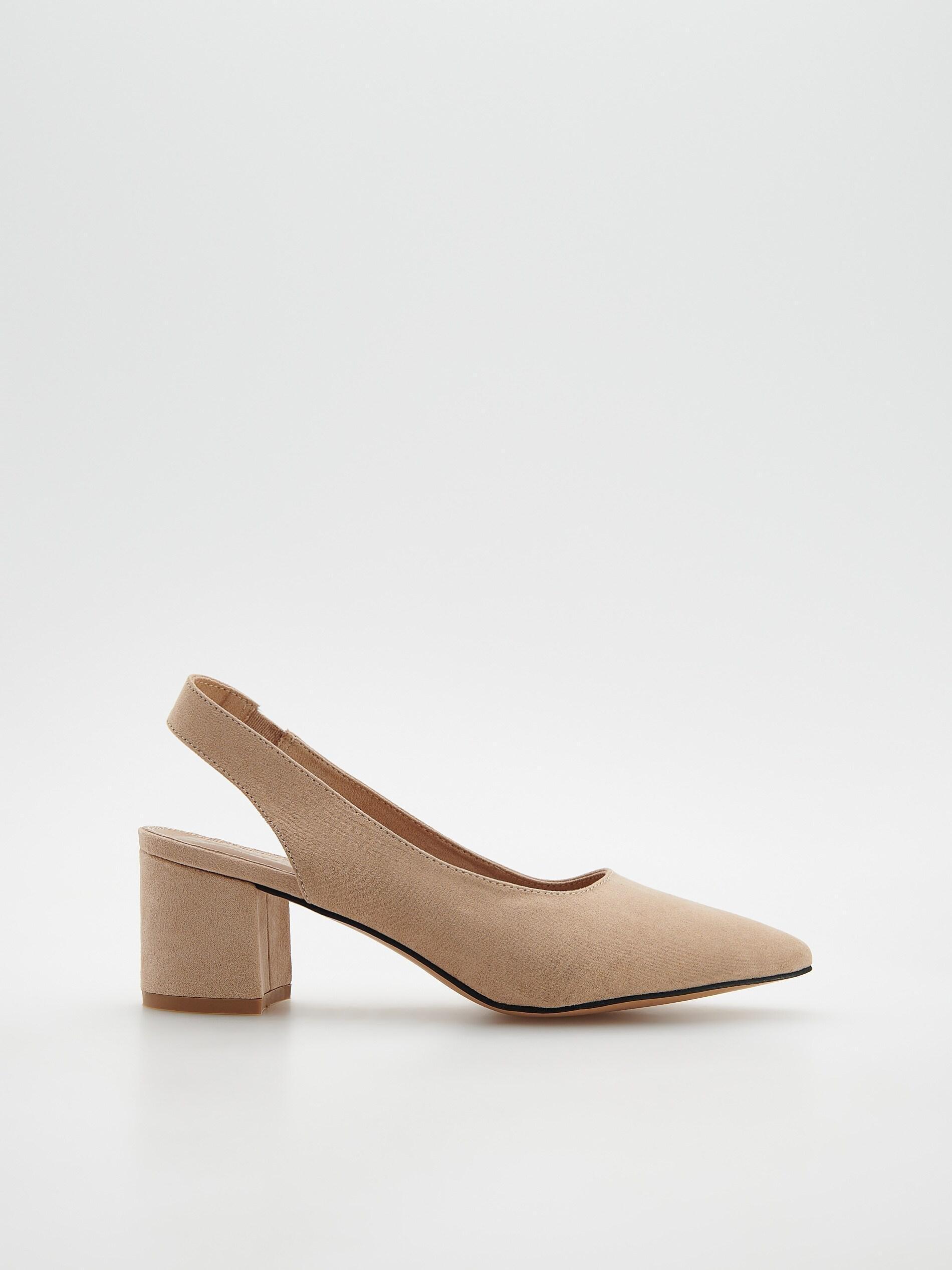 Beige Chunky Heel Pumps, , large image number 0