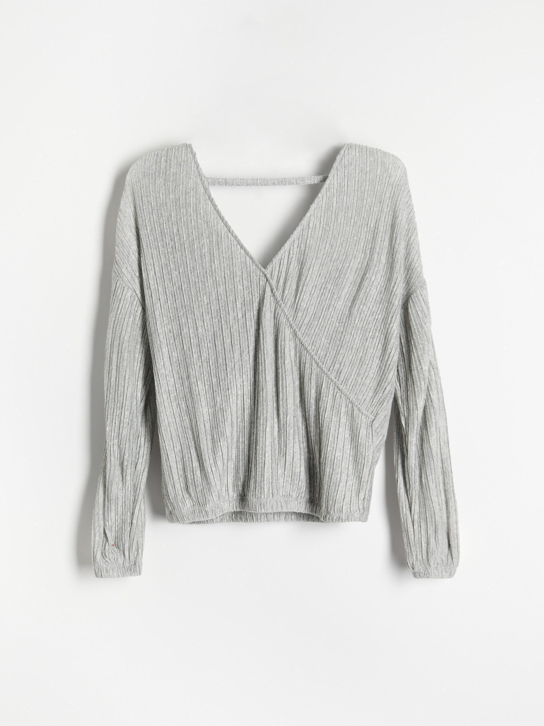 Reserved - Light Grey Pleated Jersey Blouse, Women