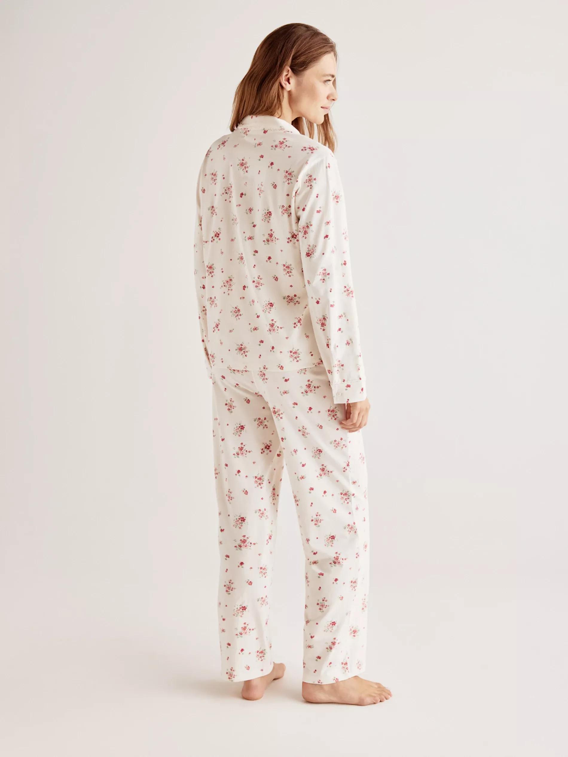 Cream Patterned Two-Piece Pajamas, Ivory, large image number 3