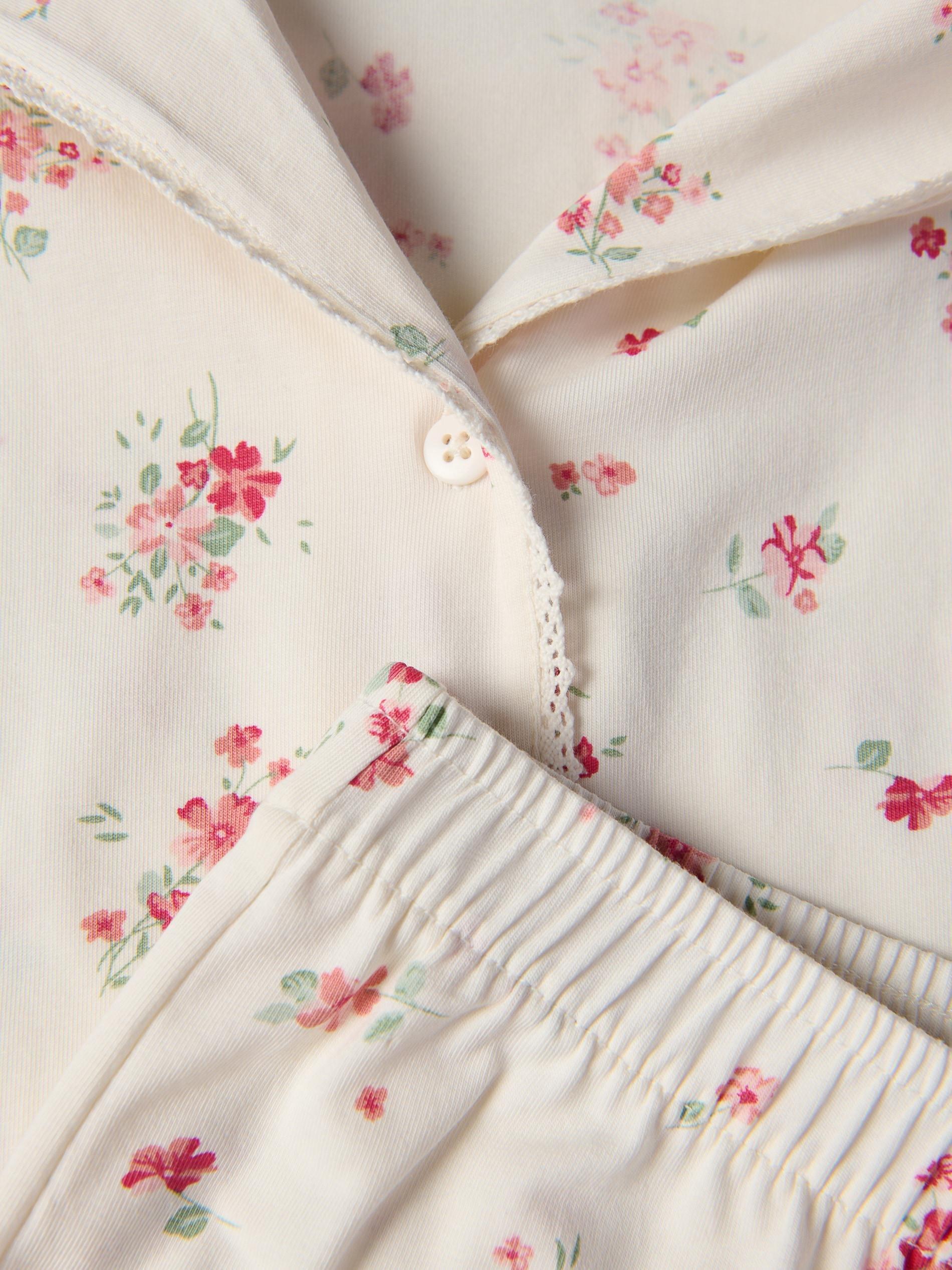 Cream Patterned Two-Piece Pajamas, Ivory, large image number 5