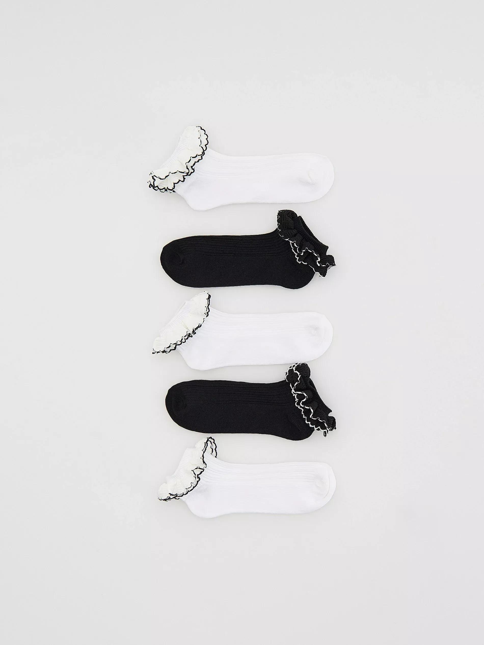 White 5-Pack Cotton Lace Socks, , medium