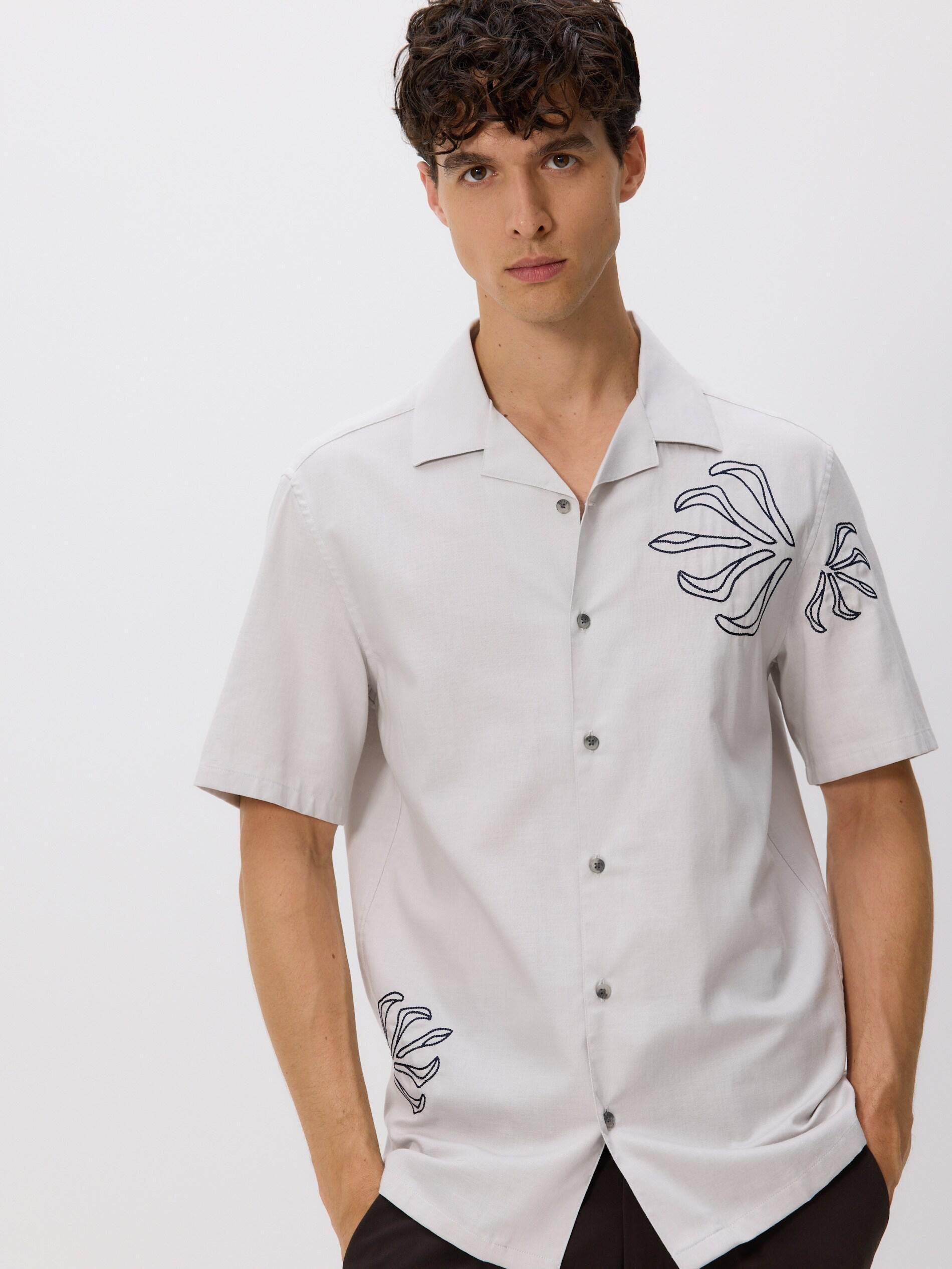 LIGHT GREY Regular fit lyocell blend shirt, Light grey, large image number 0