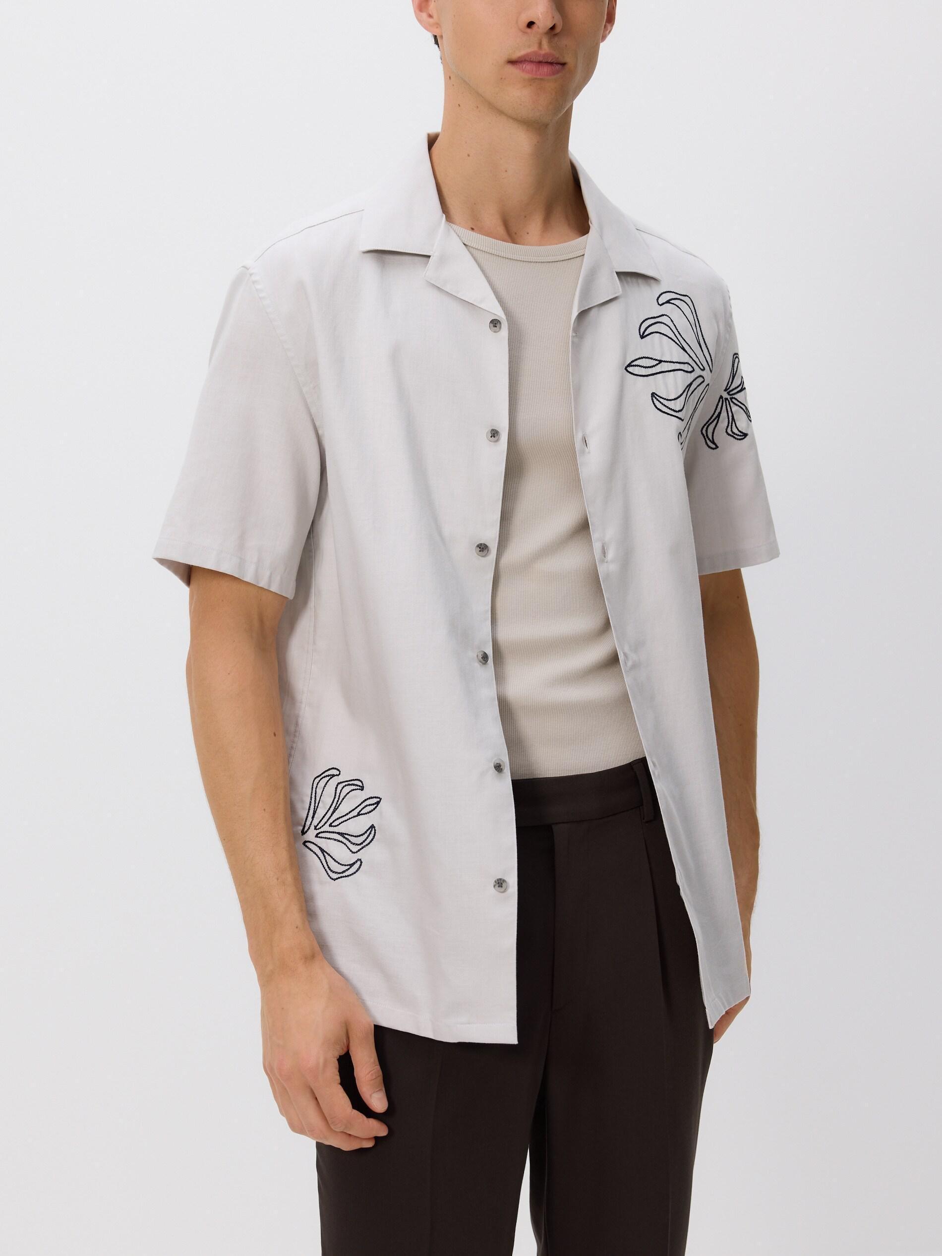 LIGHT GREY Regular fit lyocell blend shirt, Light grey, medium