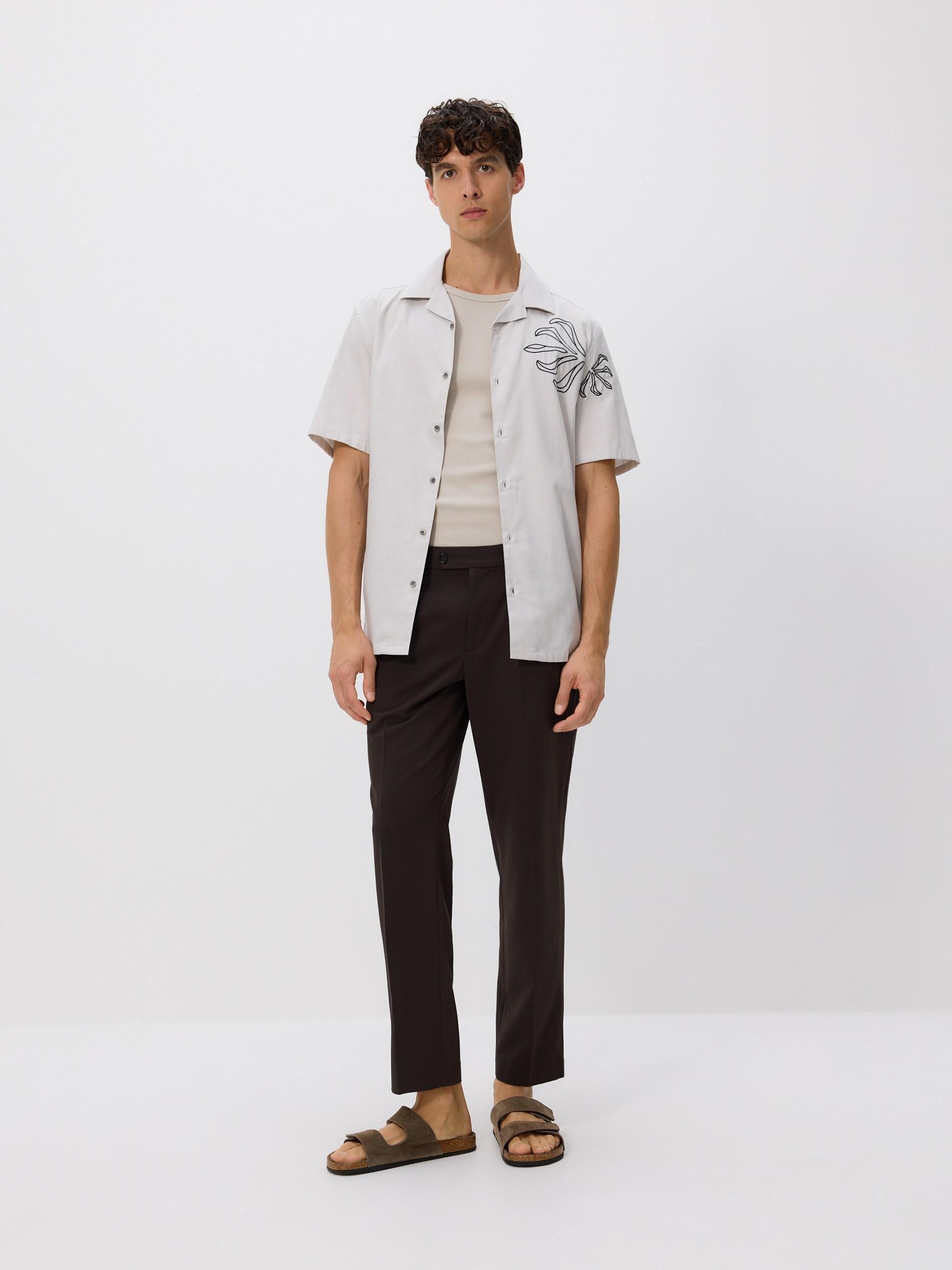 LIGHT GREY Regular fit lyocell blend shirt, Light grey, large image number 4