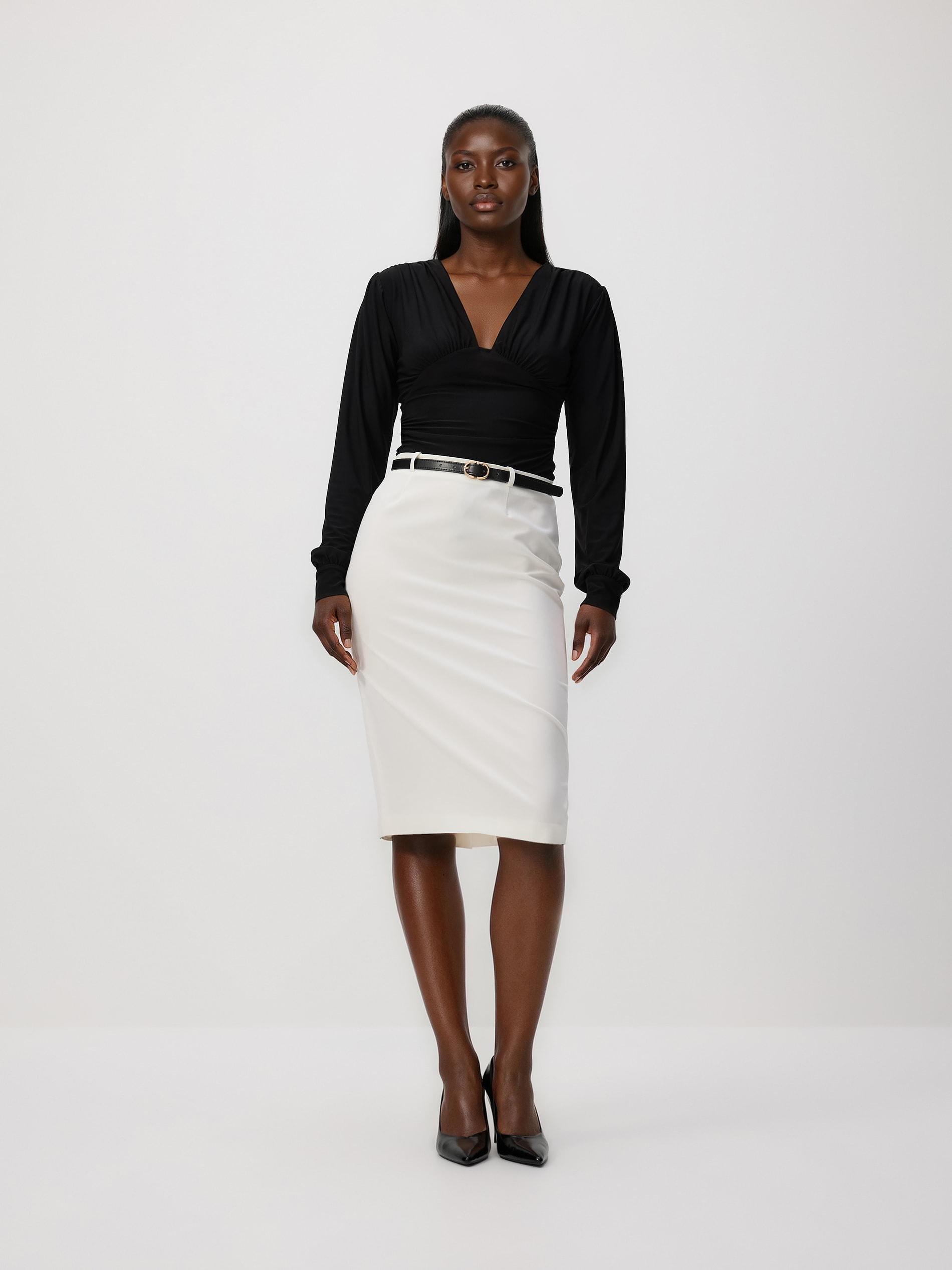White Skirt With Belt, White, large image number 0