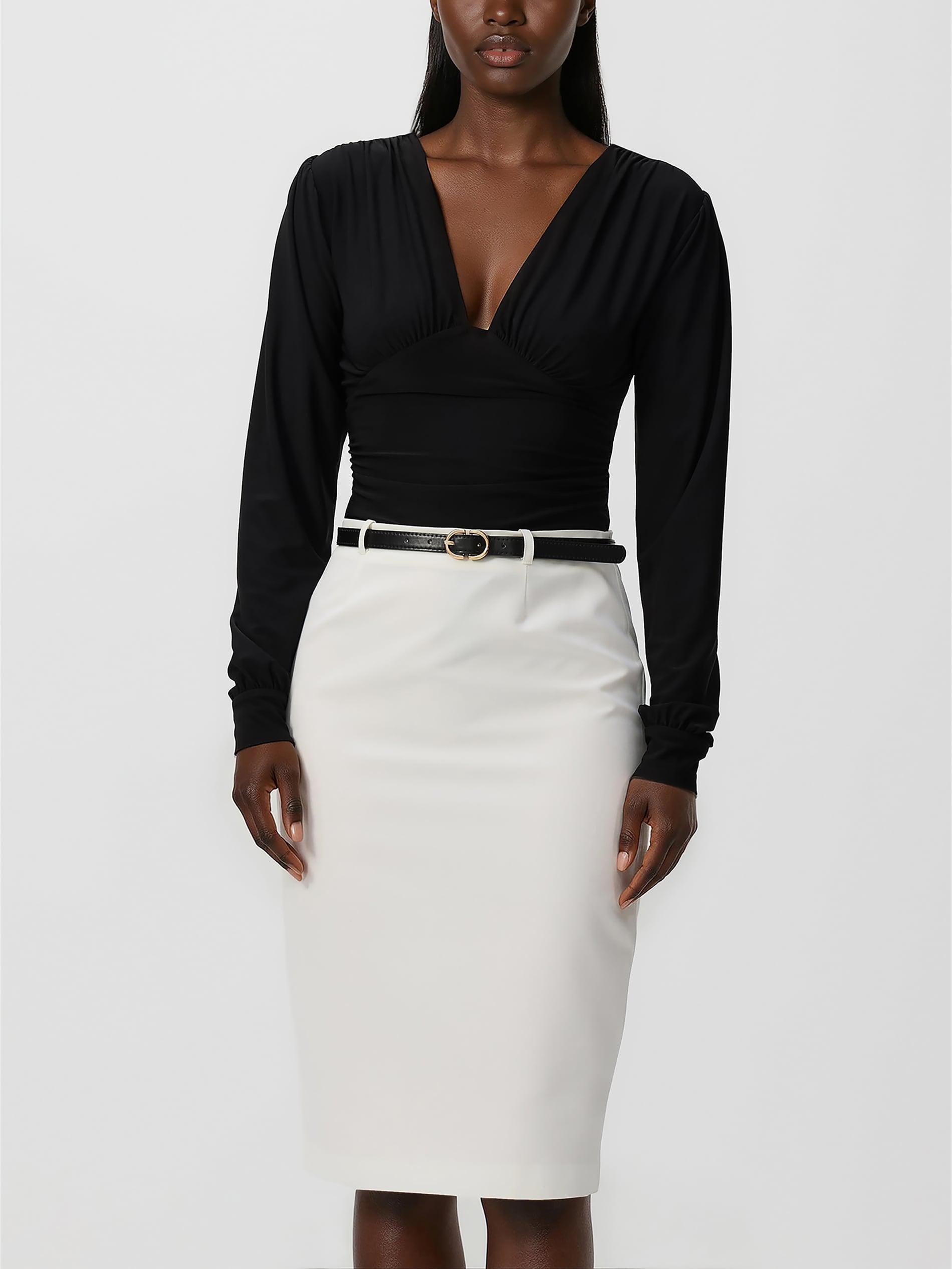 White Skirt With Belt, White, large image number 1