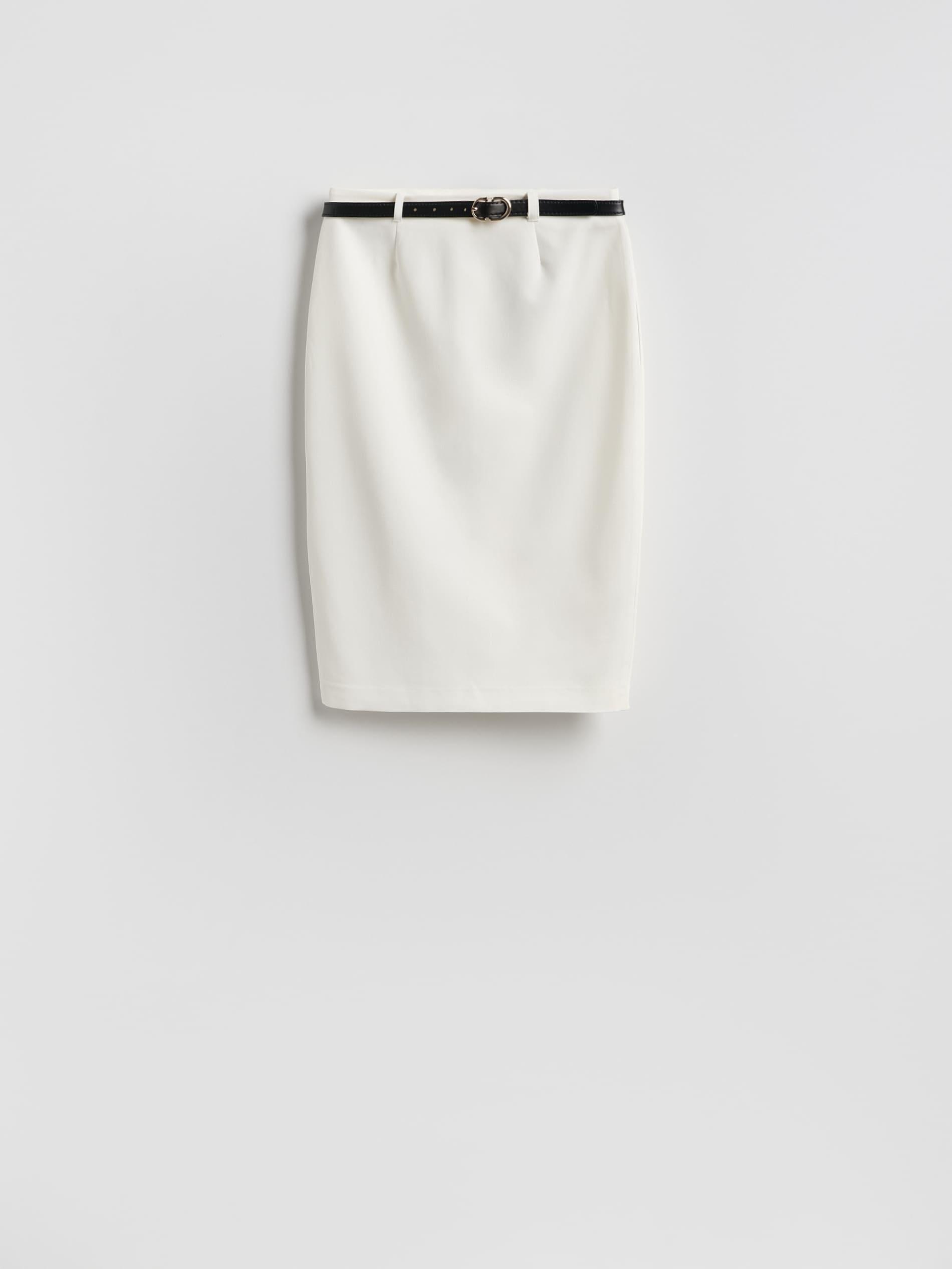 White Skirt With Belt, White, large image number 3