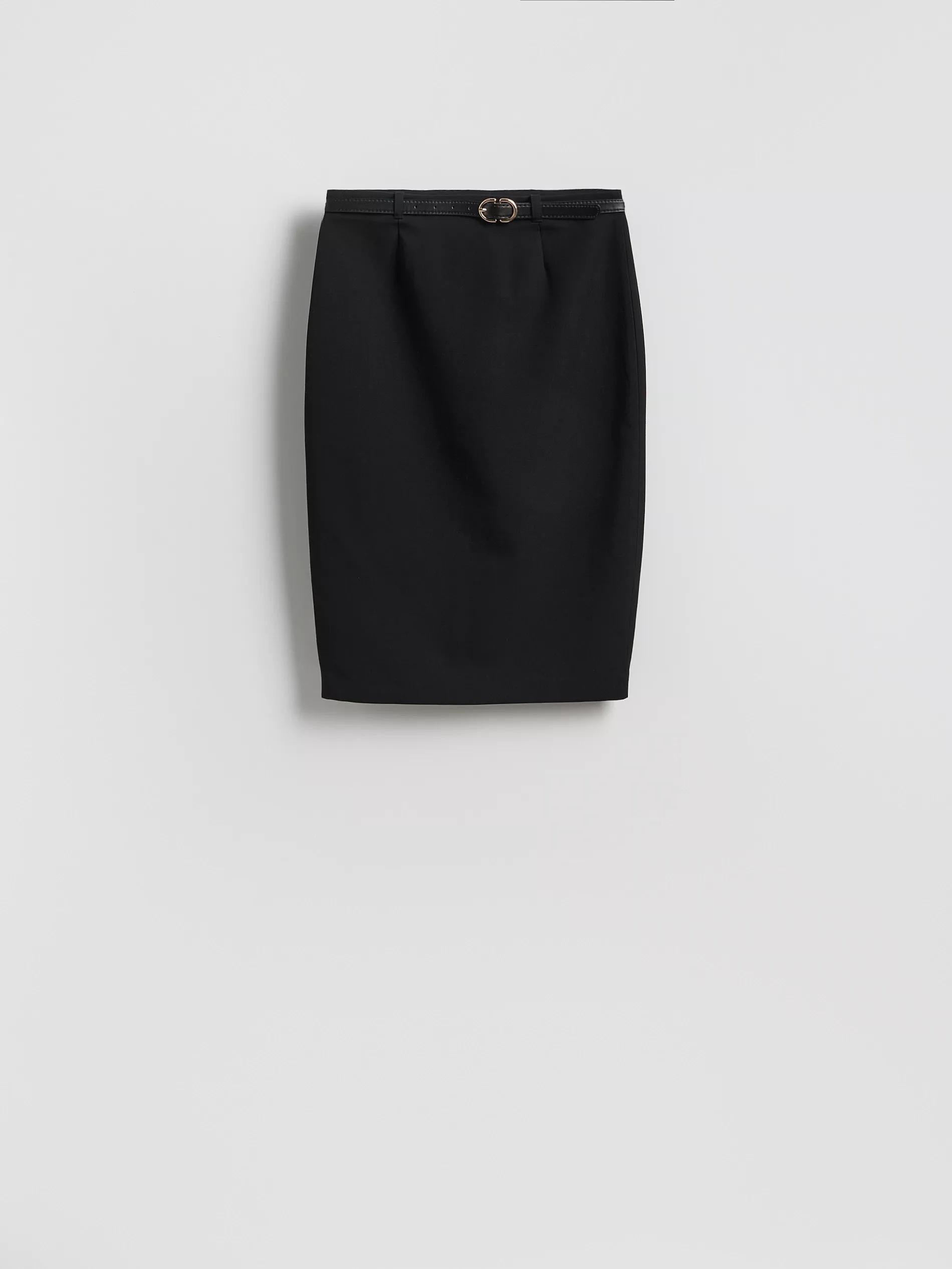 Black Skirt With Belt, Black, large image number 0