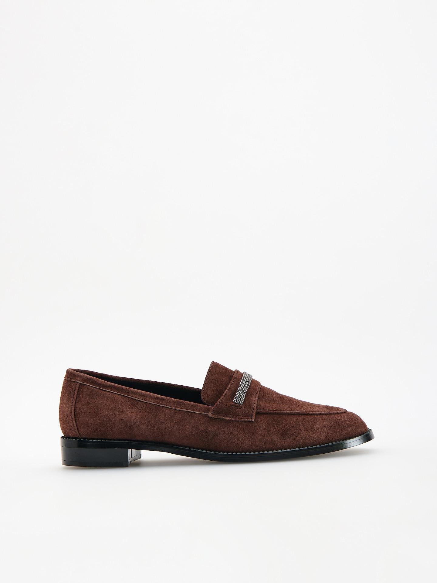 Brown Suede Loafers, Brown, medium